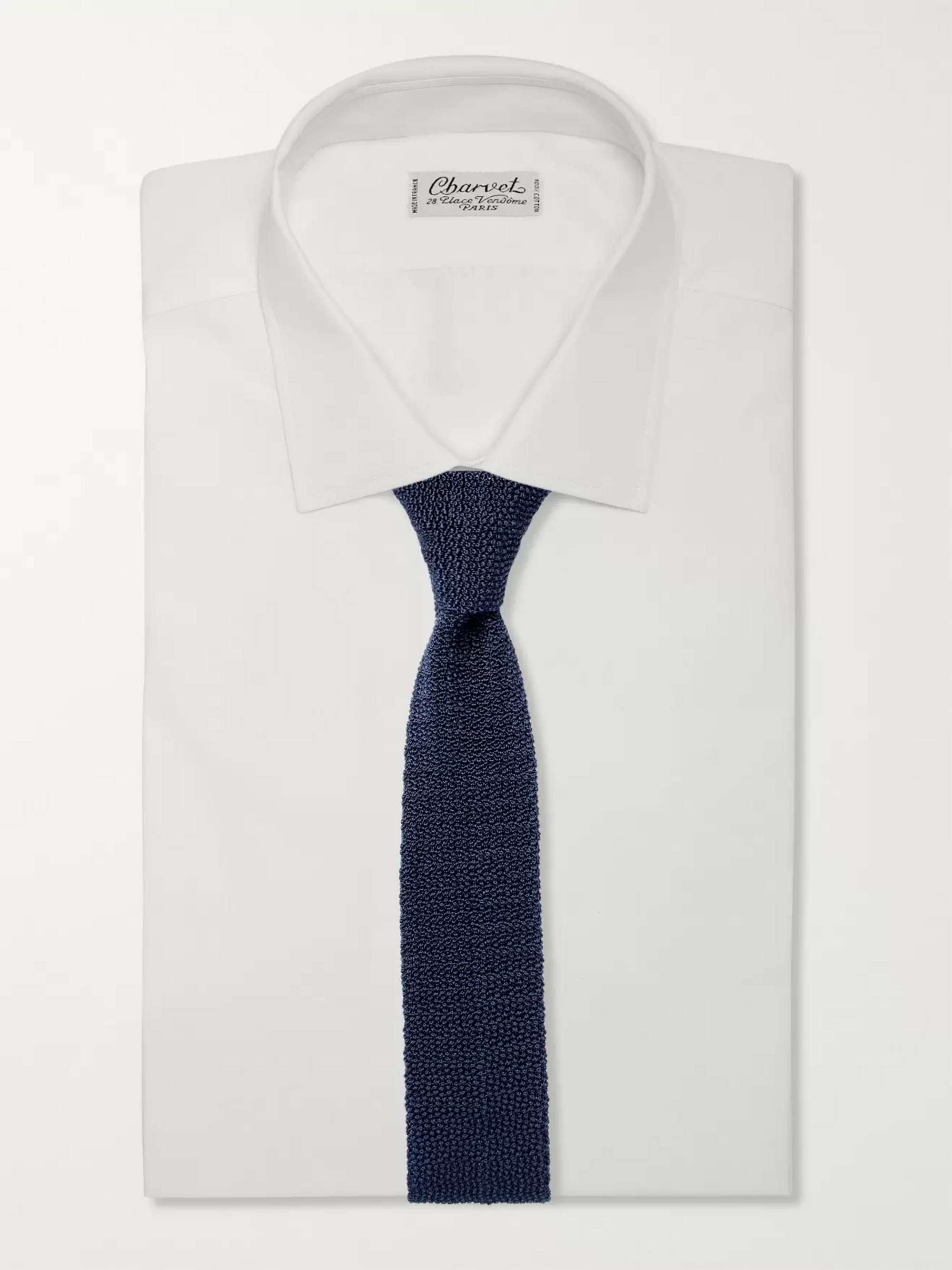 DUNHILL 6cm Knitted Mulberry Silk Tie