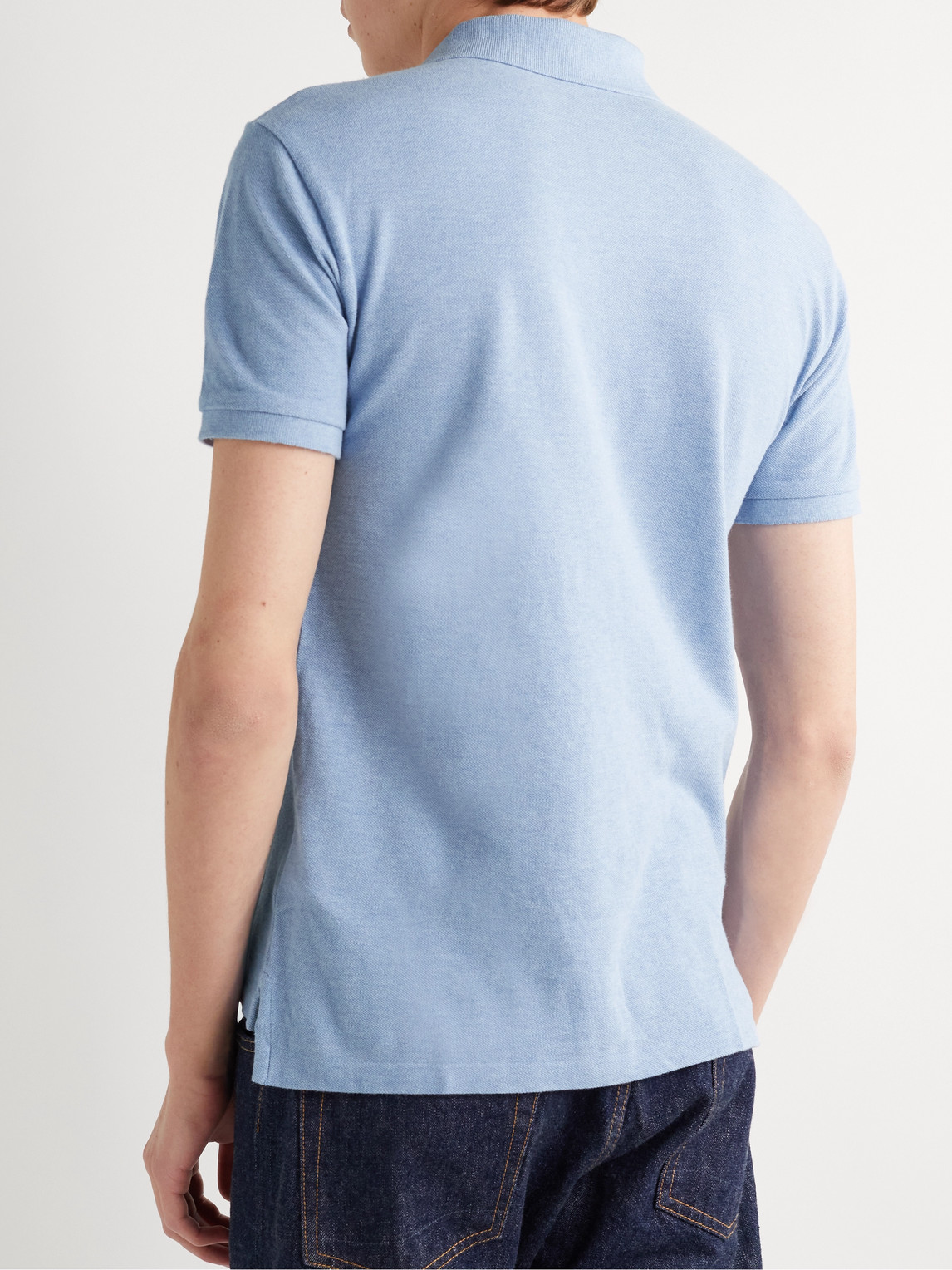Shop Polo Ralph Lauren Slim-fit Cotton-piqué Polo Shirt In Blue