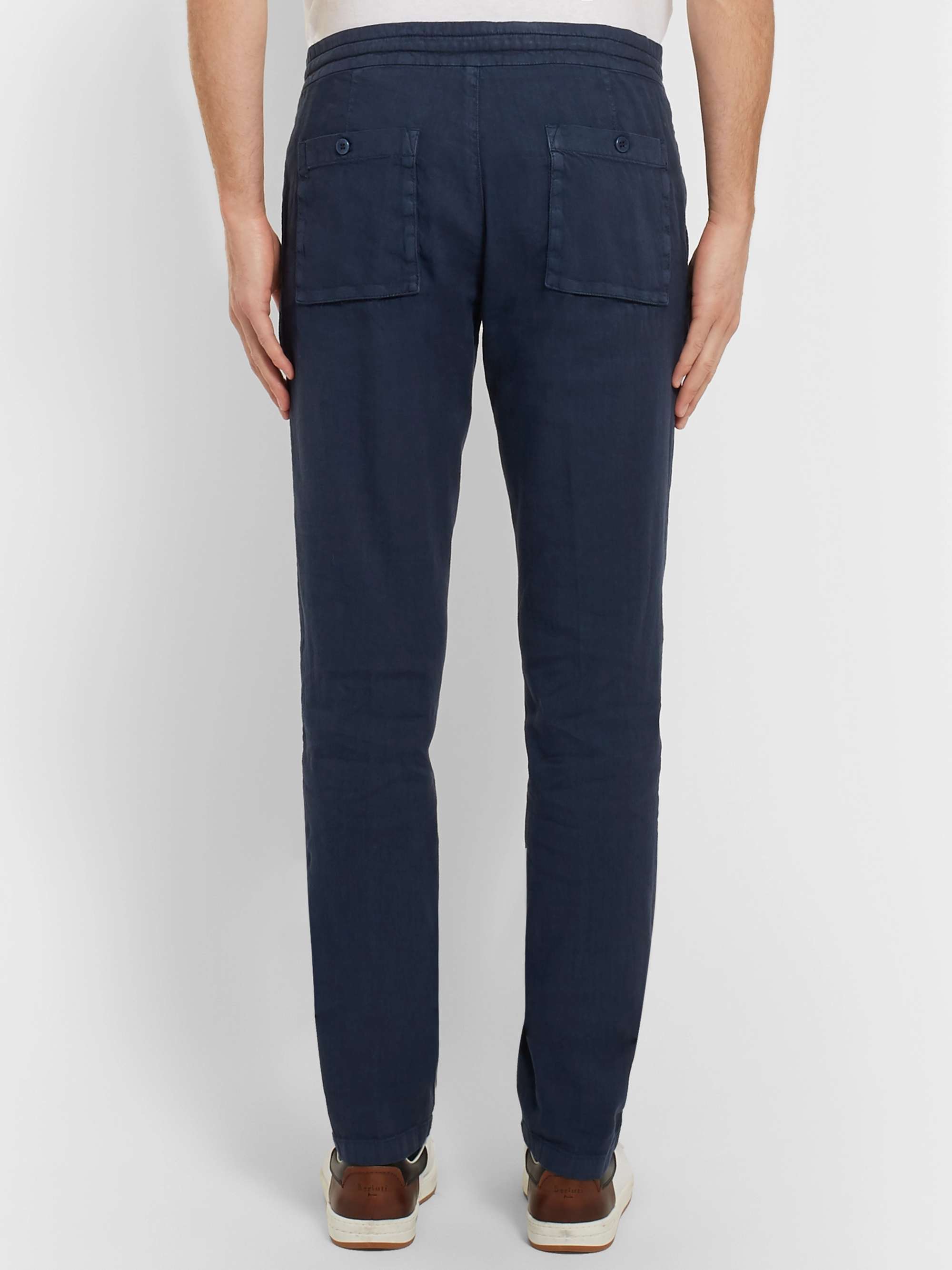 LORO PIANA Slim-Fit Stretch Linen and Cotton-Blend Drawstring Trousers