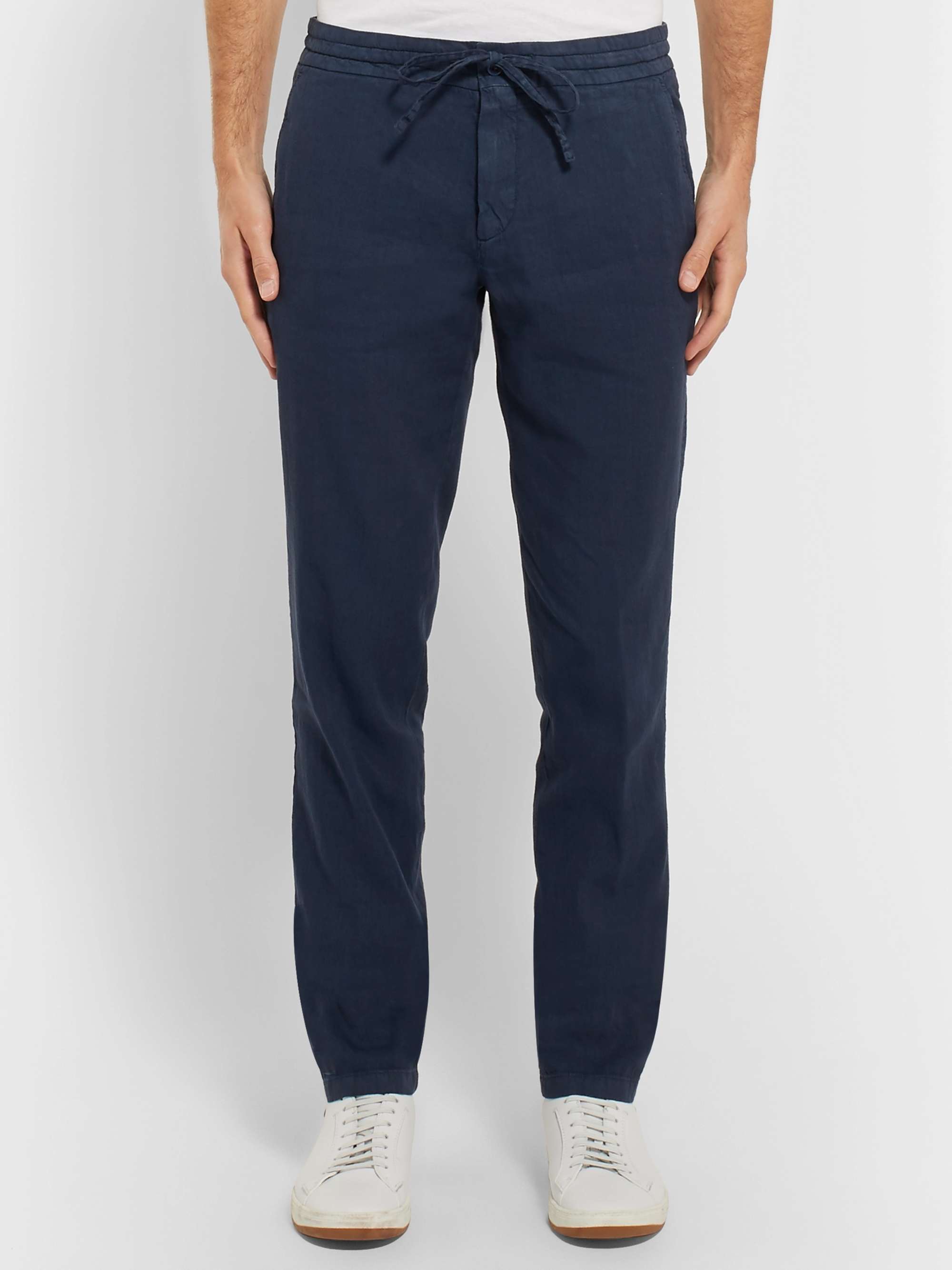 LORO PIANA Slim-Fit Stretch Linen and Cotton-Blend Drawstring Trousers