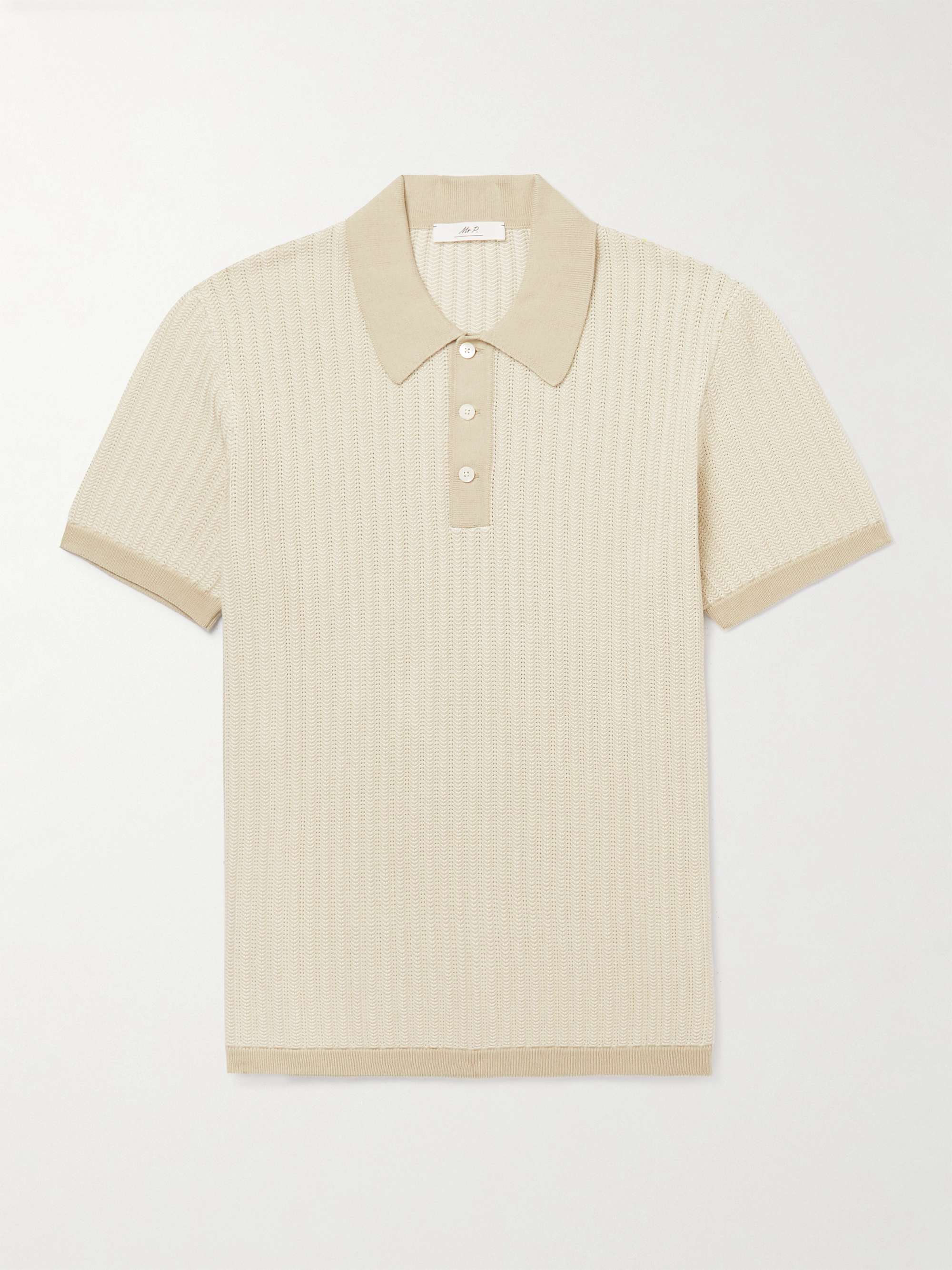 MR P. Crochet-Knit Cotton and Silk-Blend Polo Shirt for Men | MR PORTER