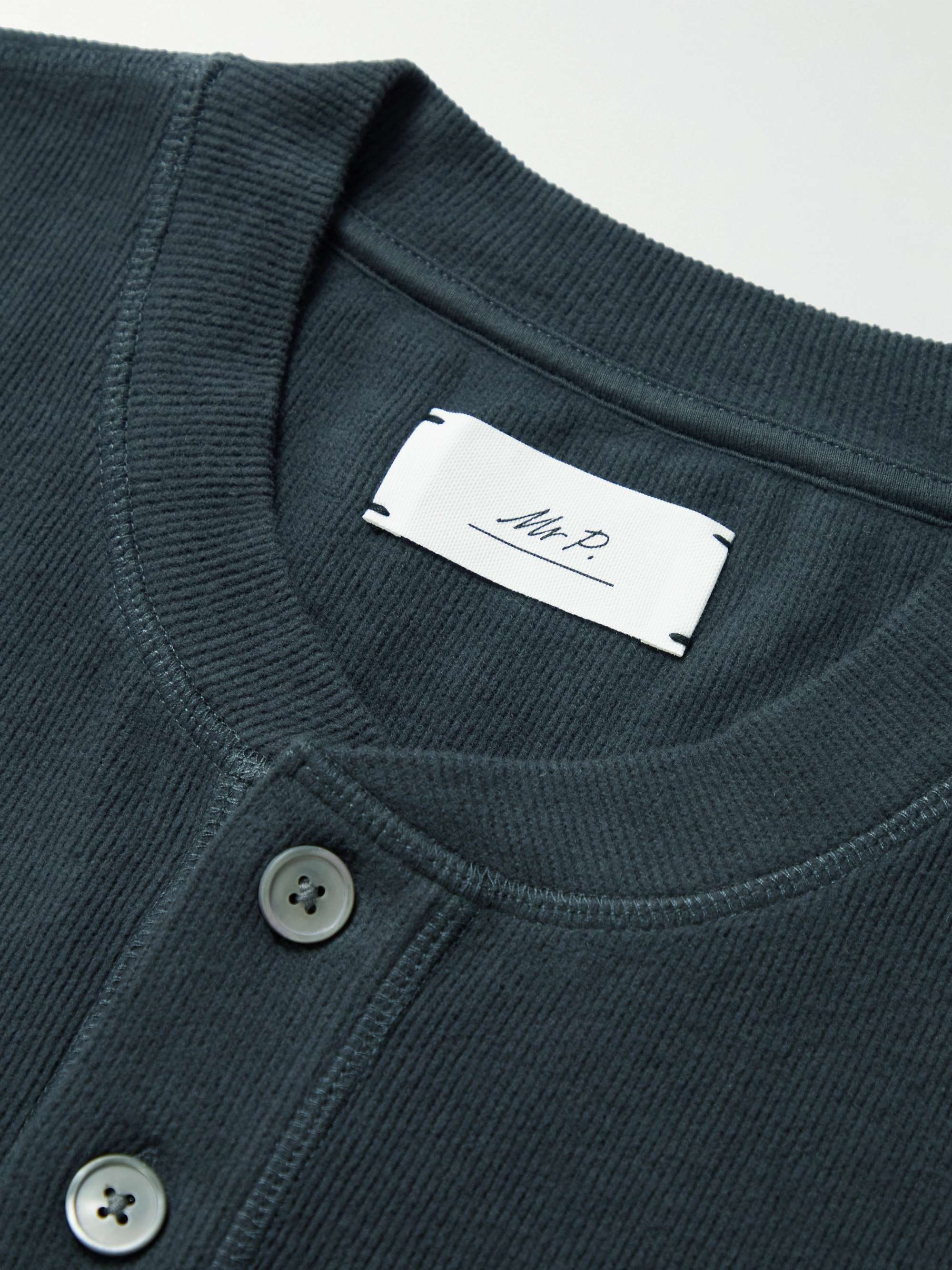 MR P. Double-Faced Ribbed Organic Cotton Henley T-Shirt