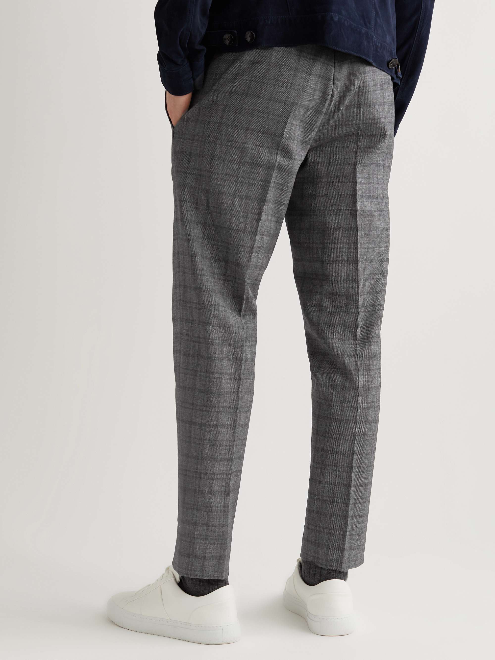 MR P. Tapered Checked Virgin Wool-Blend Drawstring Trousers