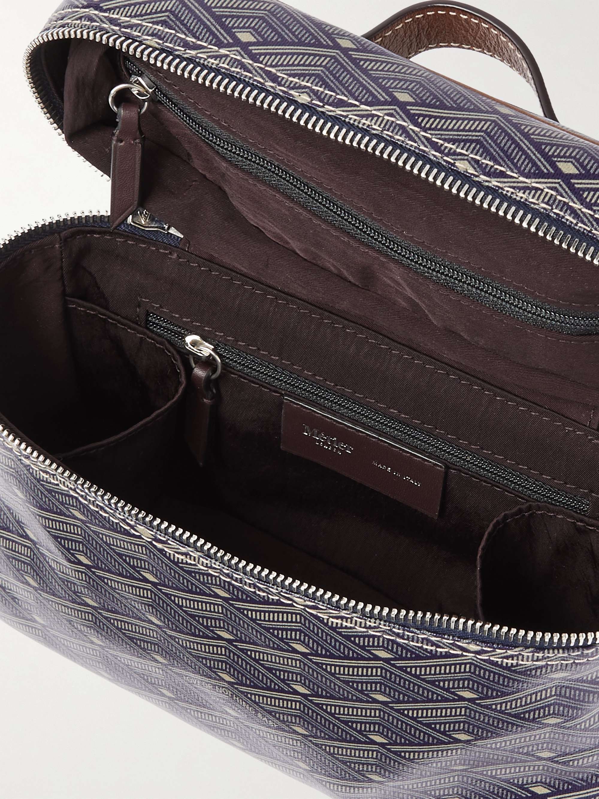 MÉTIER Many Days Leather-Trimmed Printed Canvas Wash Bag