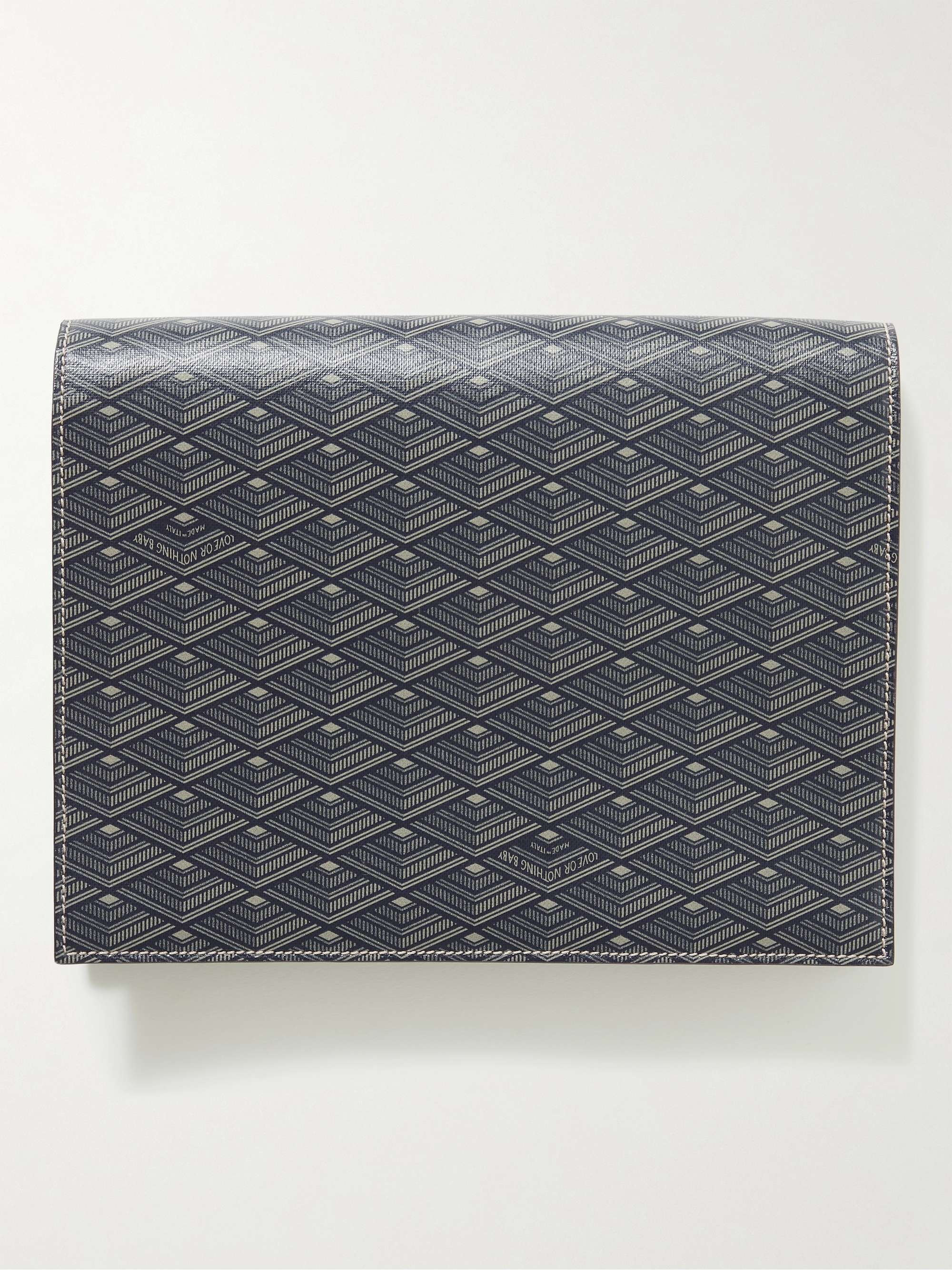 MÉTIER Leather-Trimmed Printed Canvas iPad Case
