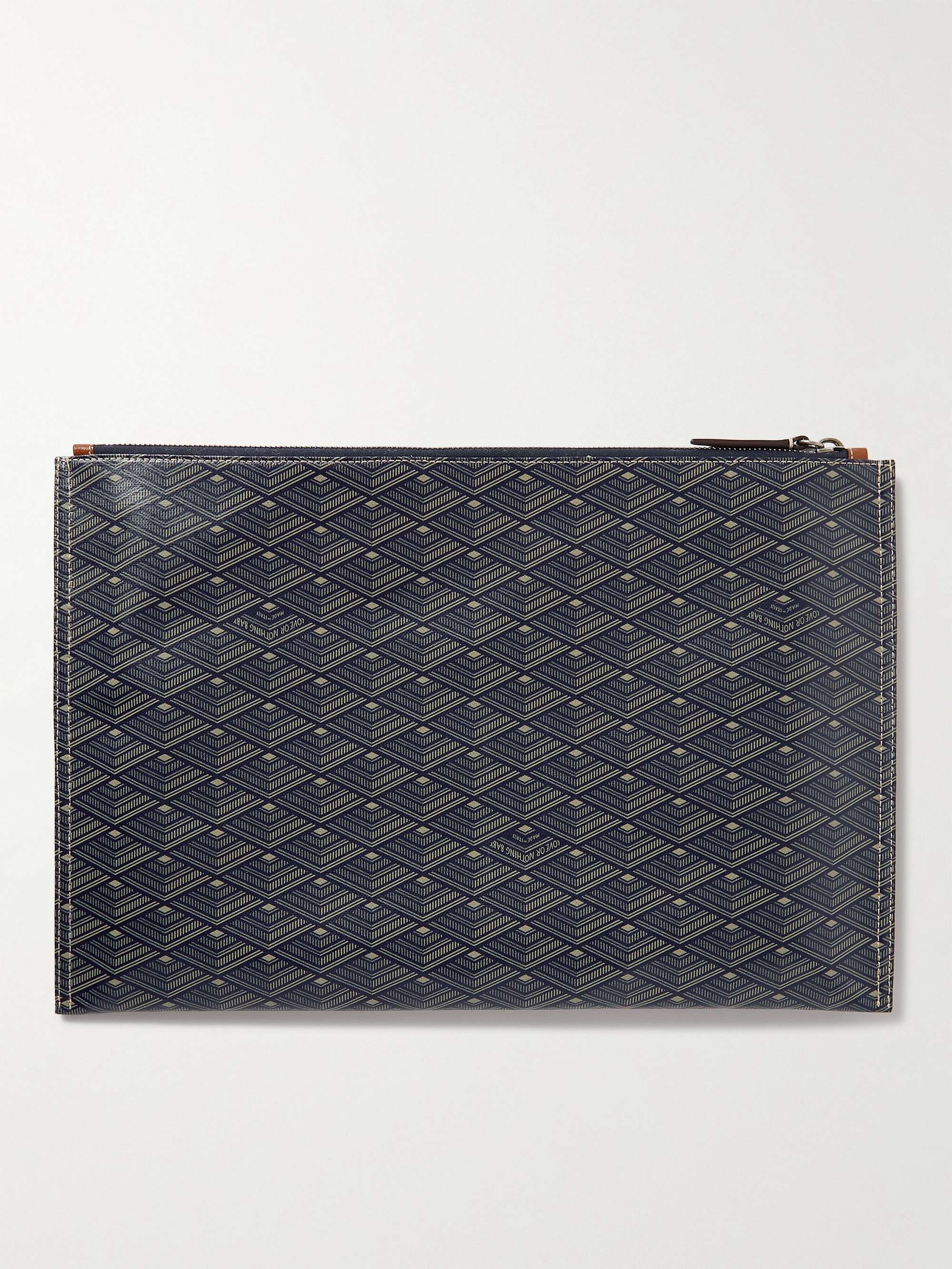 MÉTIER Leather-Trimmed Printed Canvas Pouch and Cashmere Blanket Set