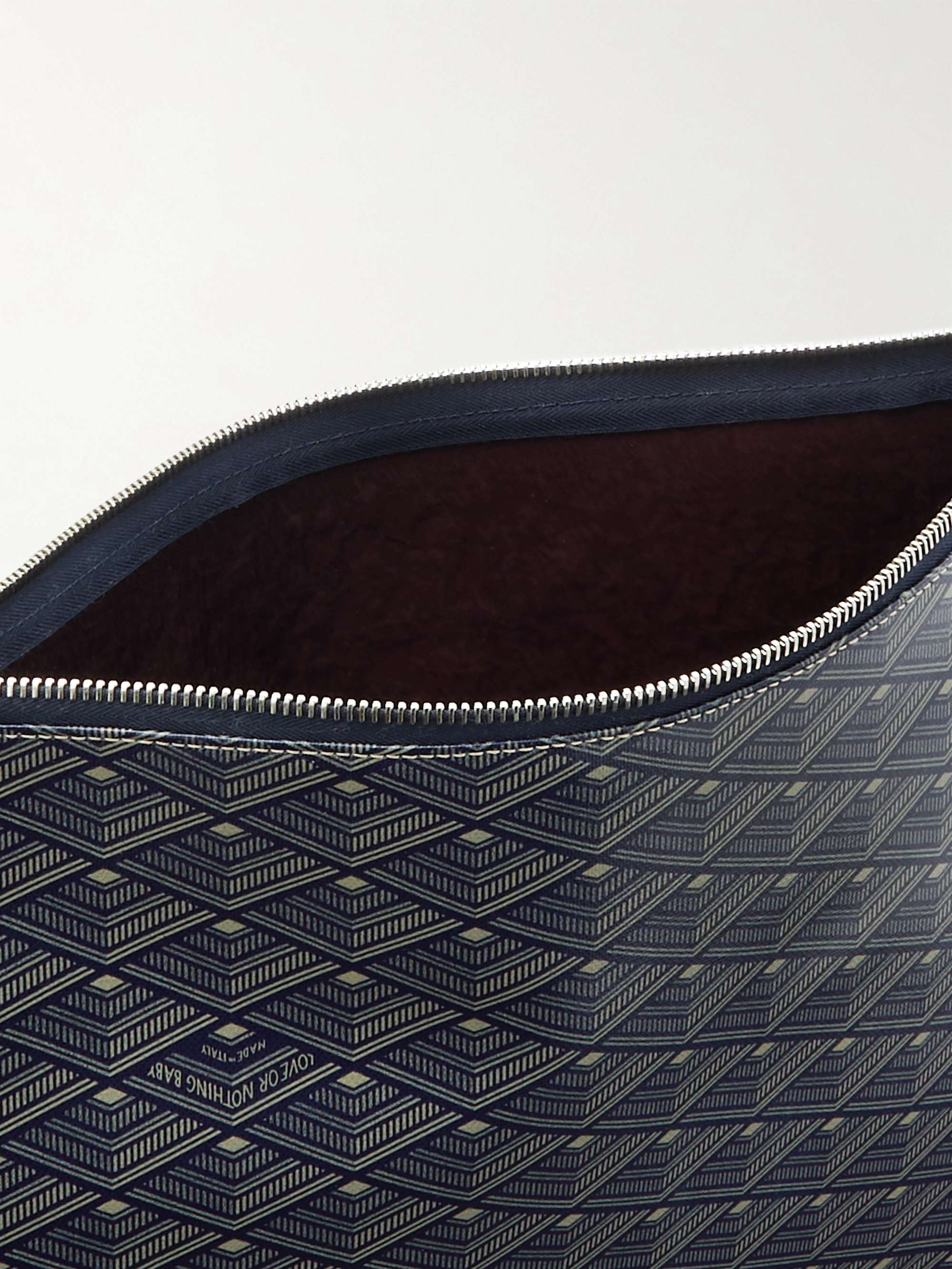 MÉTIER Leather-Trimmed Printed Canvas Pouch and Cashmere Blanket Set