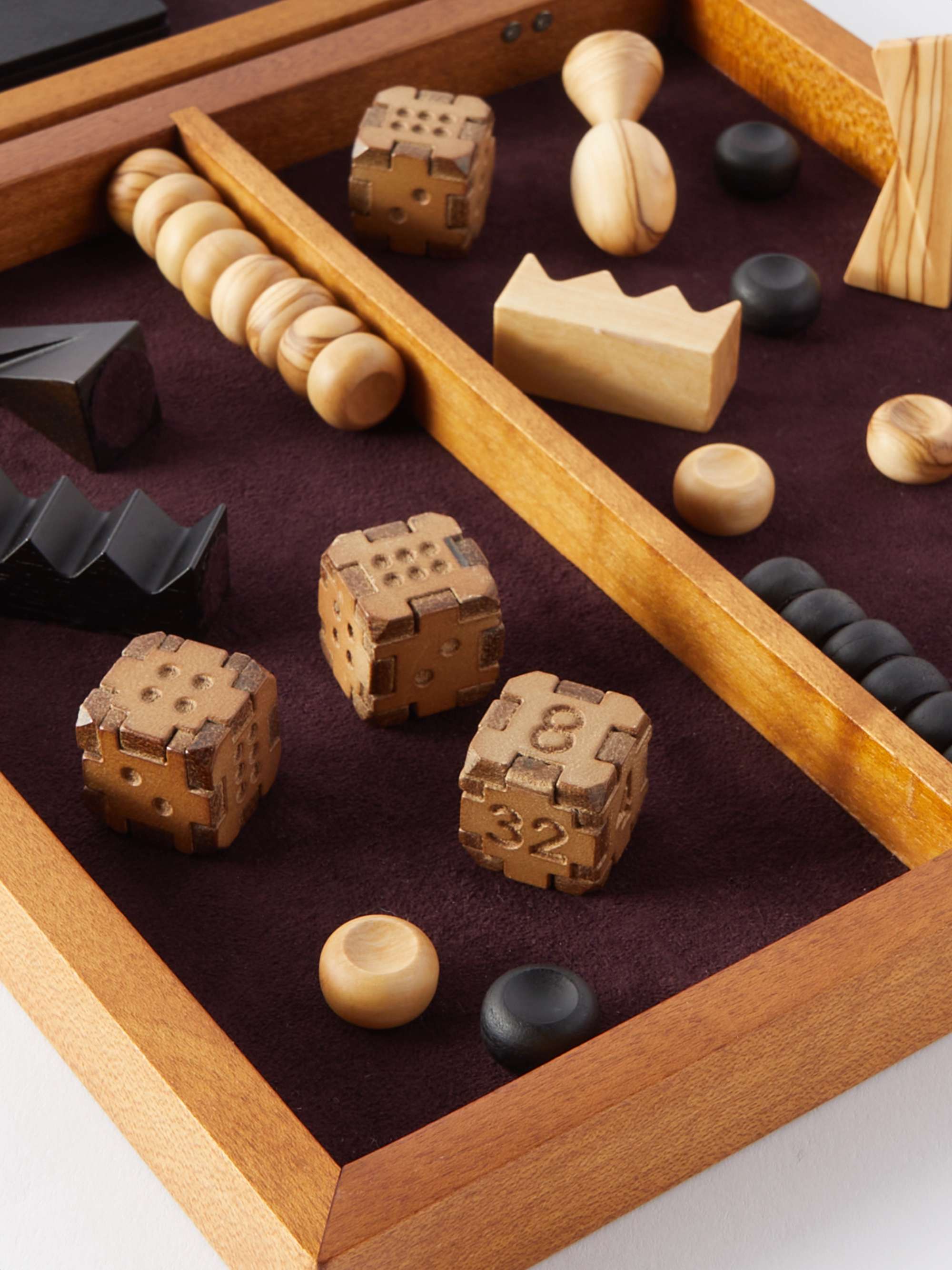 MÉTIER Portable Leather and Wood Chess and Backgammon Set