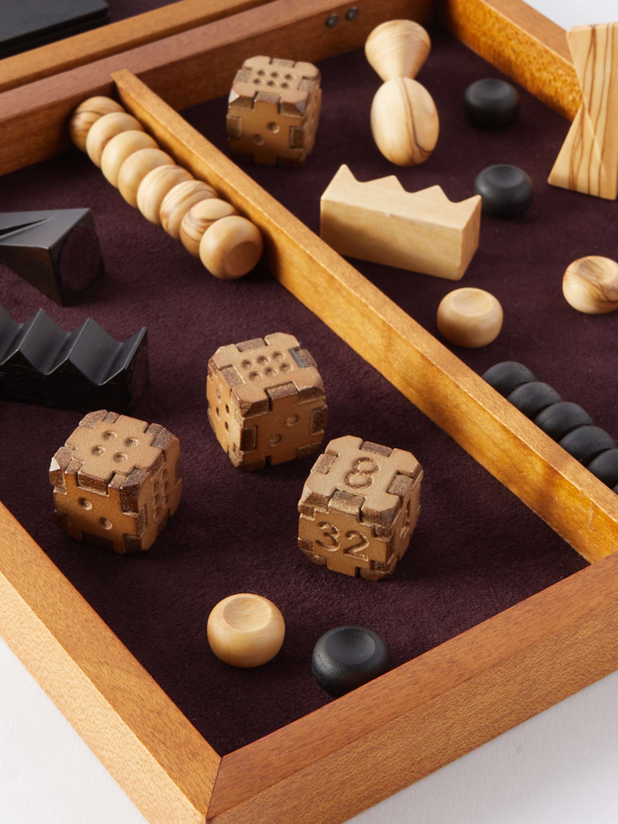 Green Oak & leather chess set, The Conran Shop