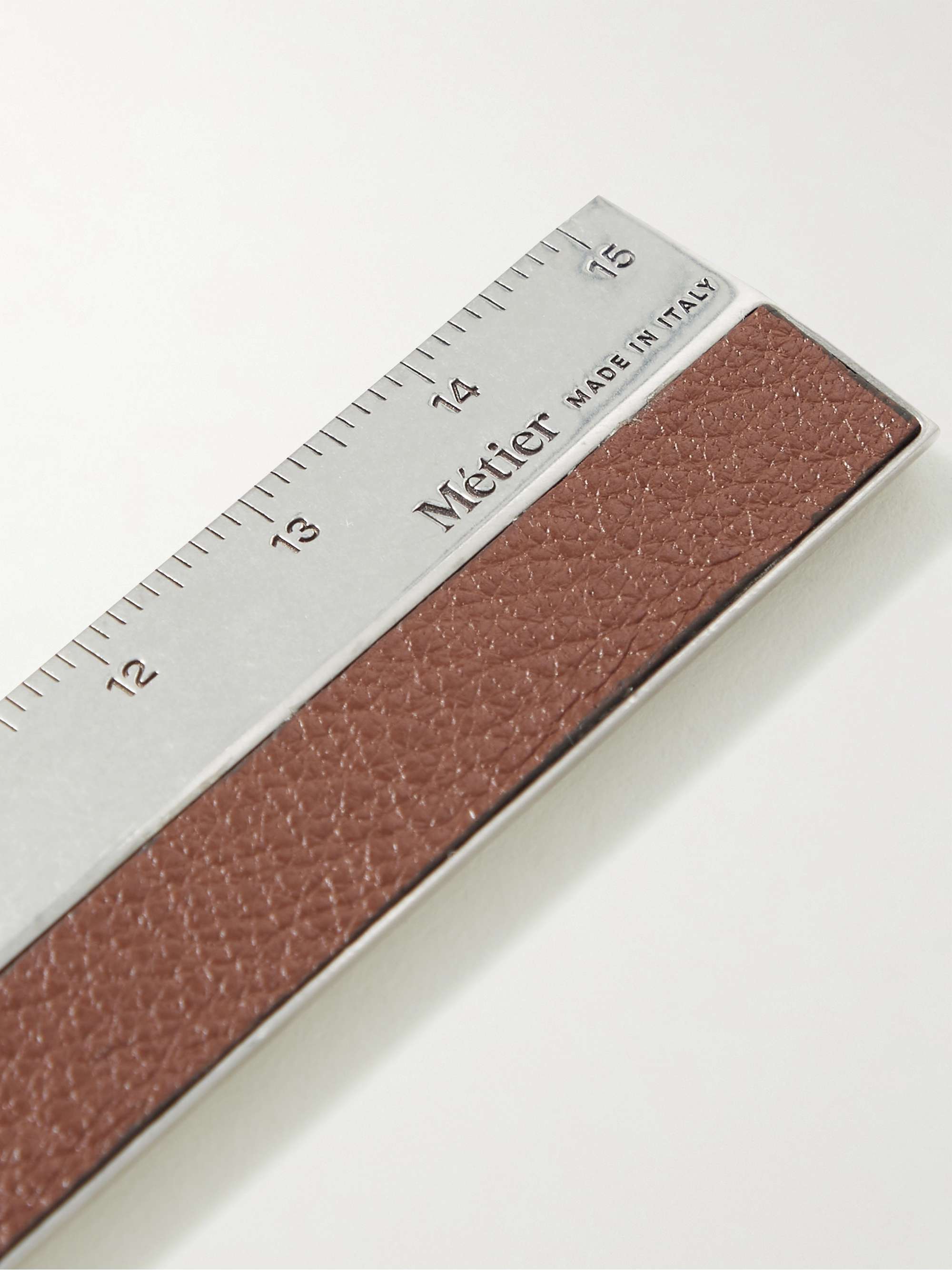 MÉTIER Full-Grain Leather and Silver-Tone Ruler