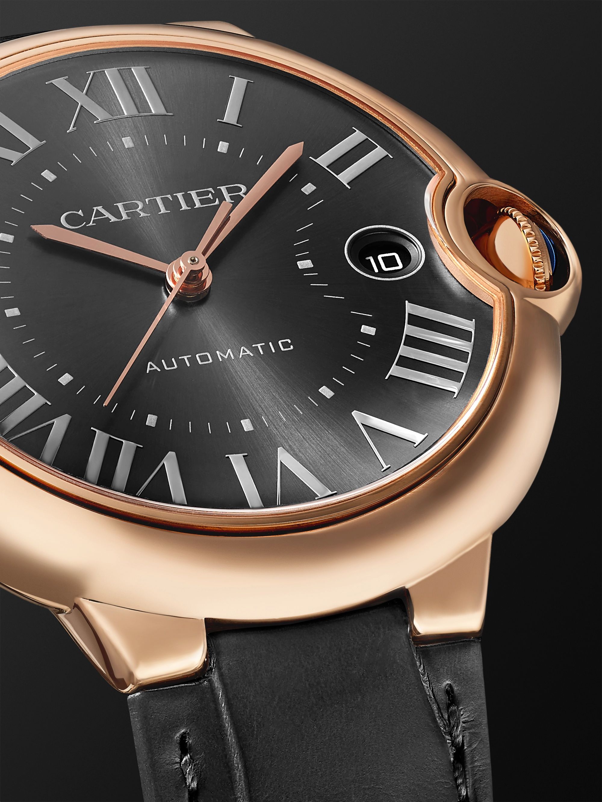 CARTIER Ballon Bleu de Cartier Automatic 40mm 18-Karat Pink Gold and Alligator Watch, Ref. No. WGBB0050