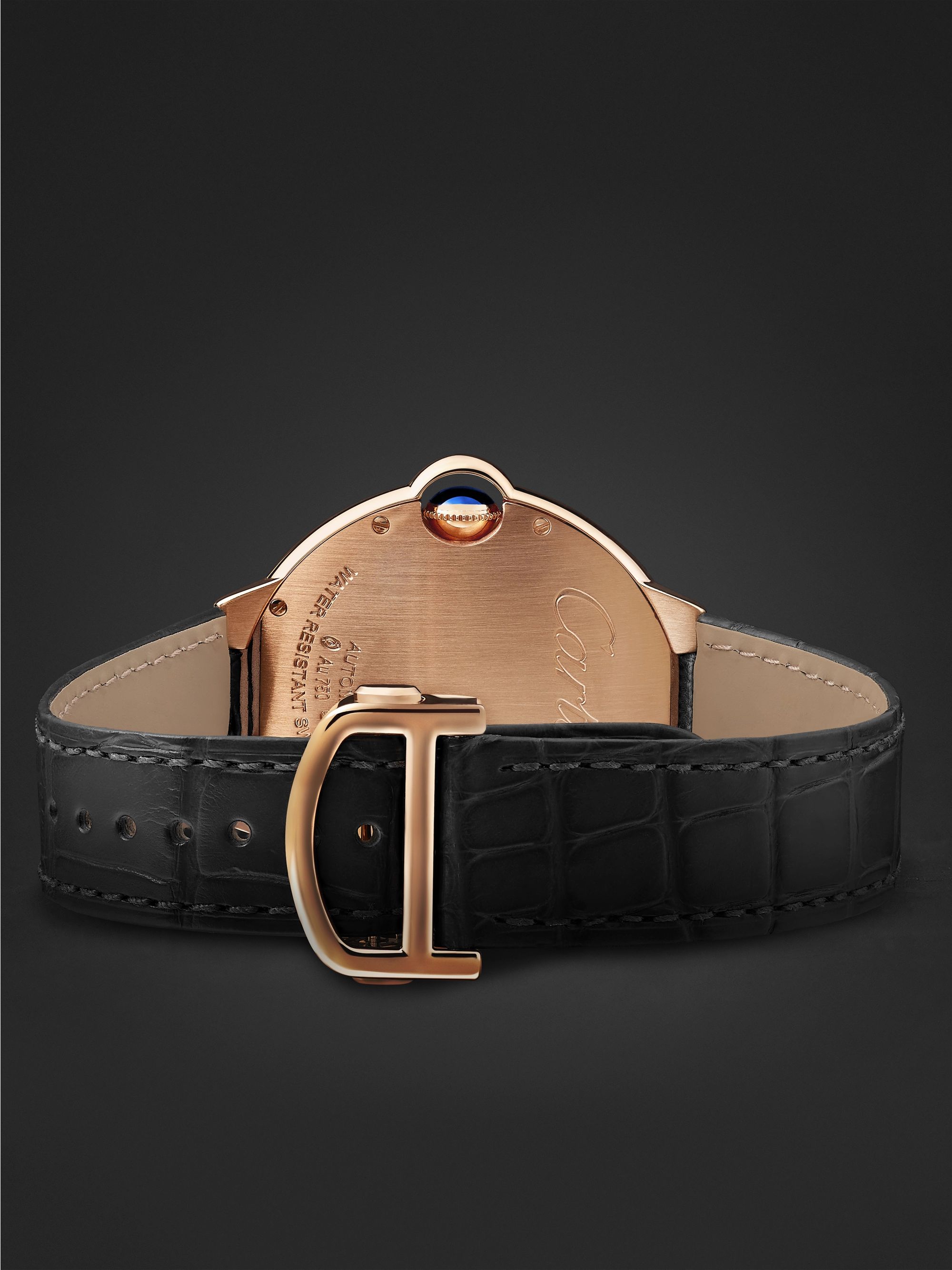 CARTIER Ballon Bleu de Cartier Automatic 40mm 18-Karat Pink Gold and Alligator Watch, Ref. No. WGBB0050