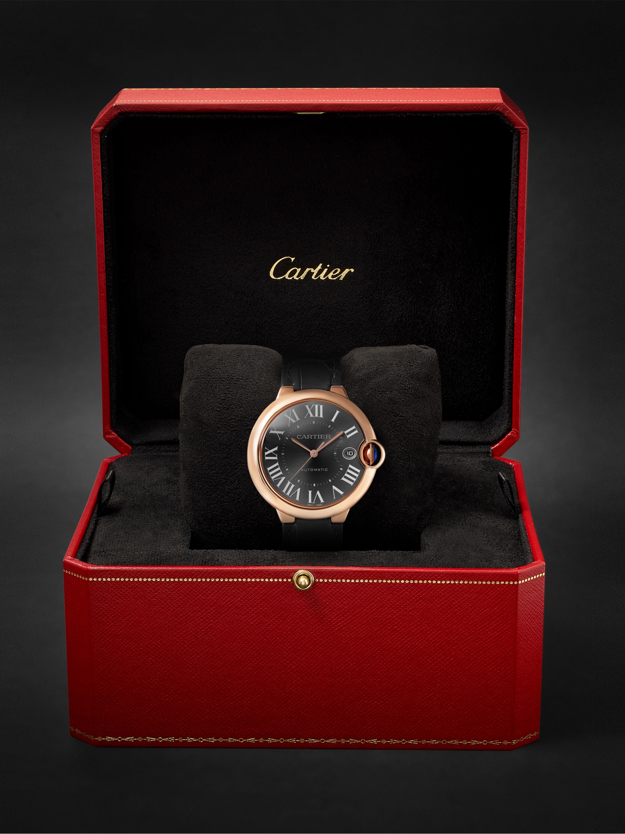 CARTIER Ballon Bleu de Cartier Automatic 40mm 18-Karat Pink Gold and Alligator Watch, Ref. No. WGBB0050