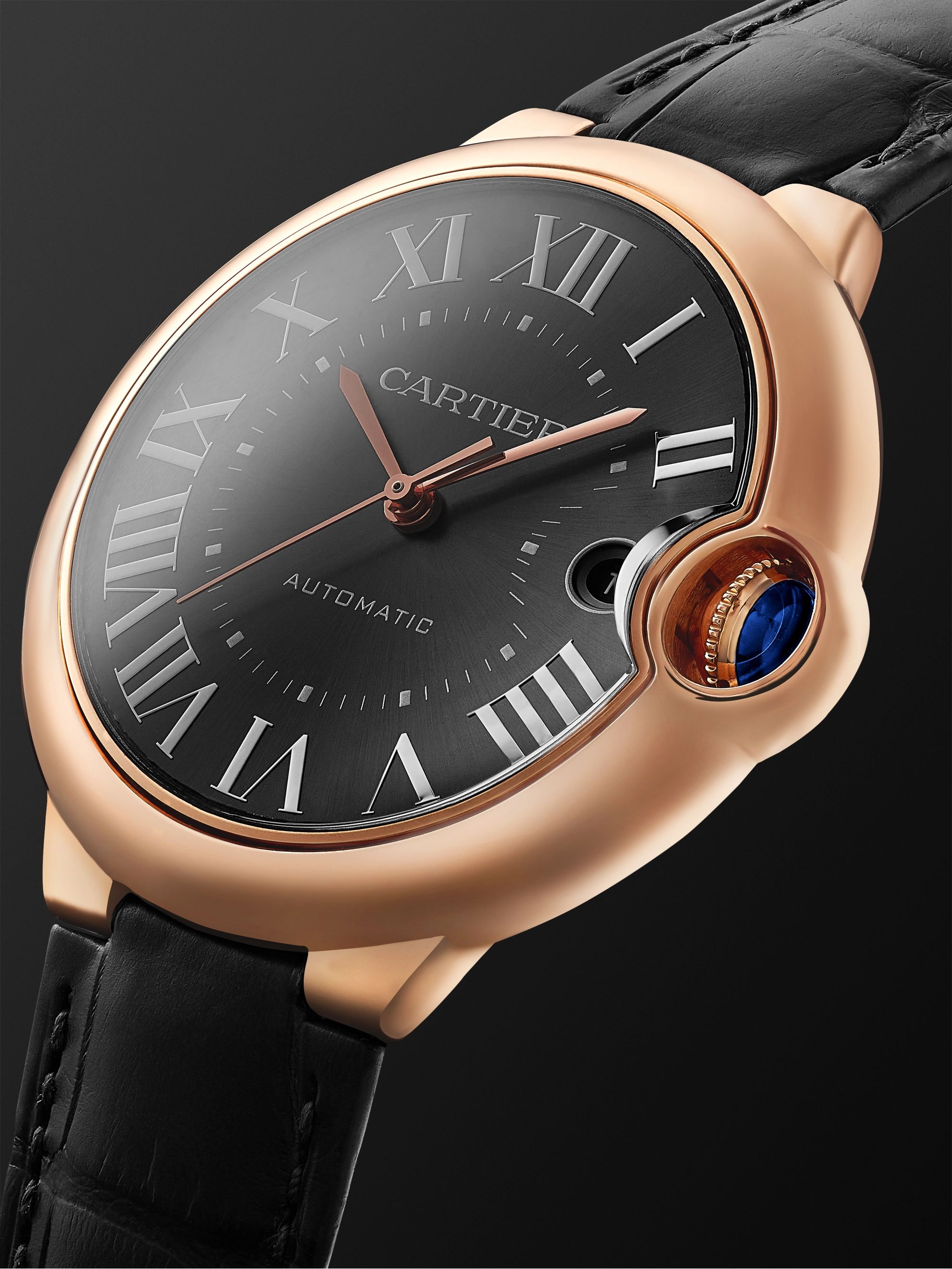 CARTIER Ballon Bleu de Cartier Automatic 40mm 18-Karat Pink Gold and Alligator Watch, Ref. No. WGBB0050
