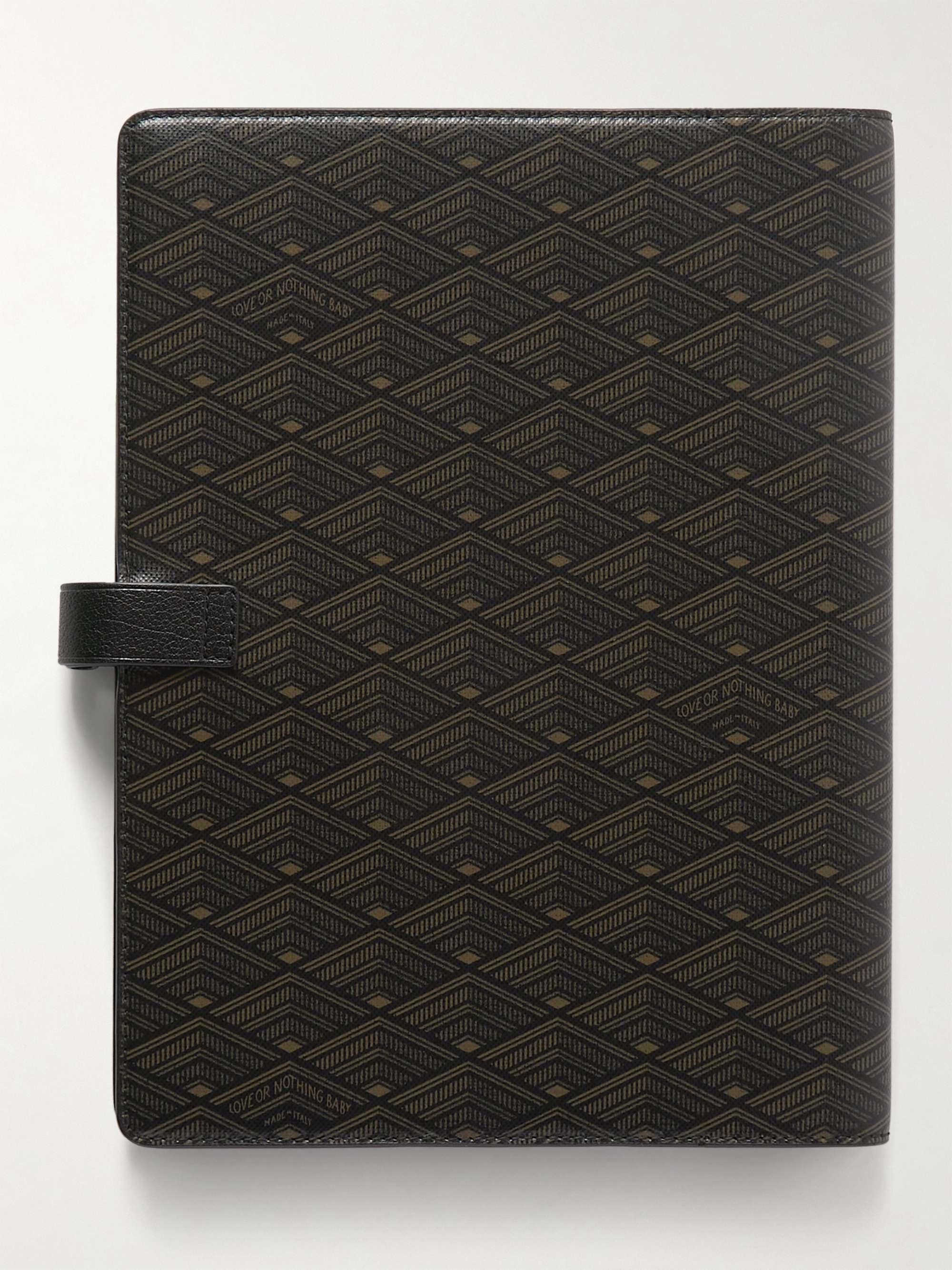 MÉTIER Leather-Trimmed Printed Canvas Notebook