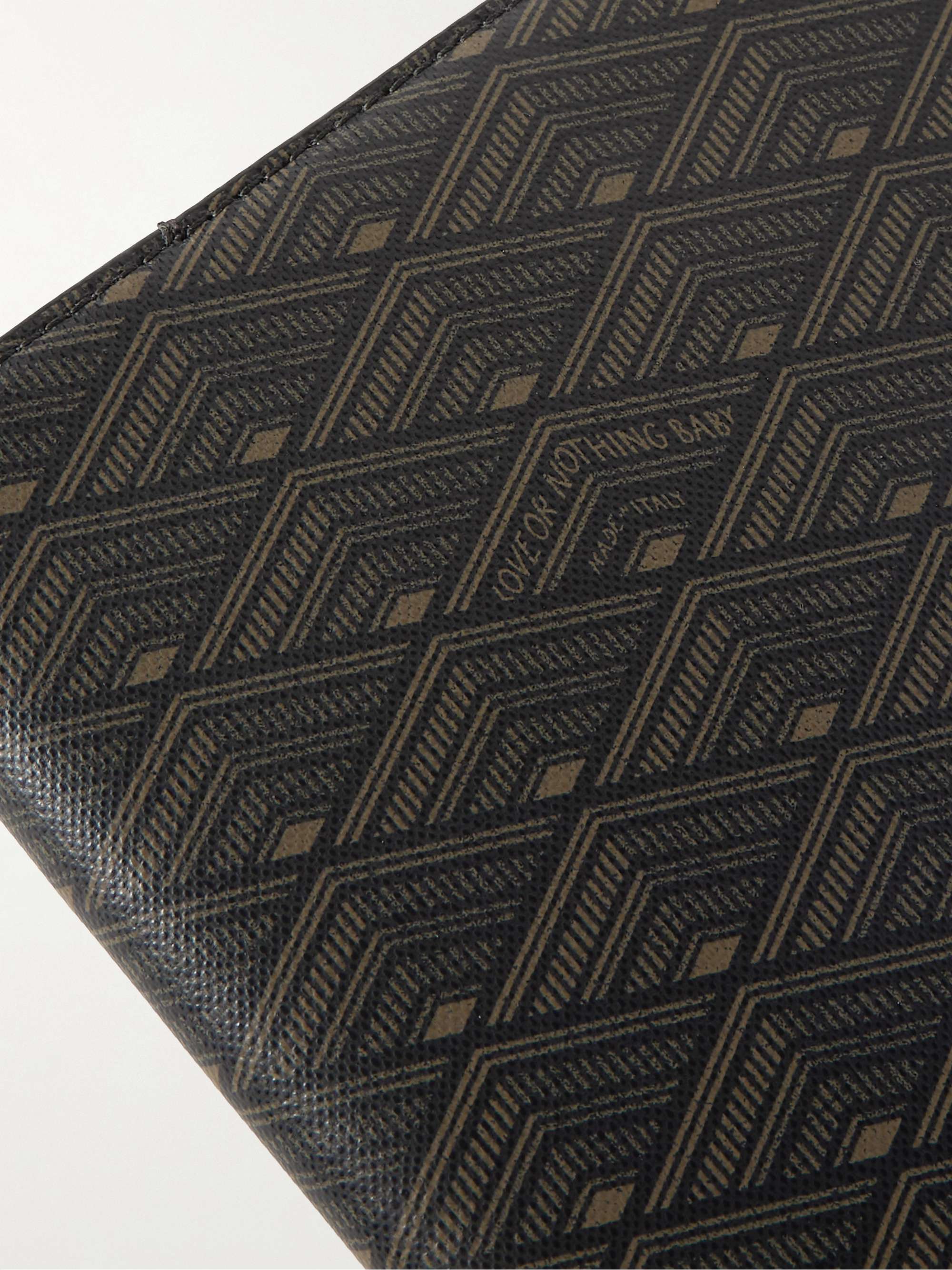 MÉTIER Leather-Trimmed Printed Canvas Notebook