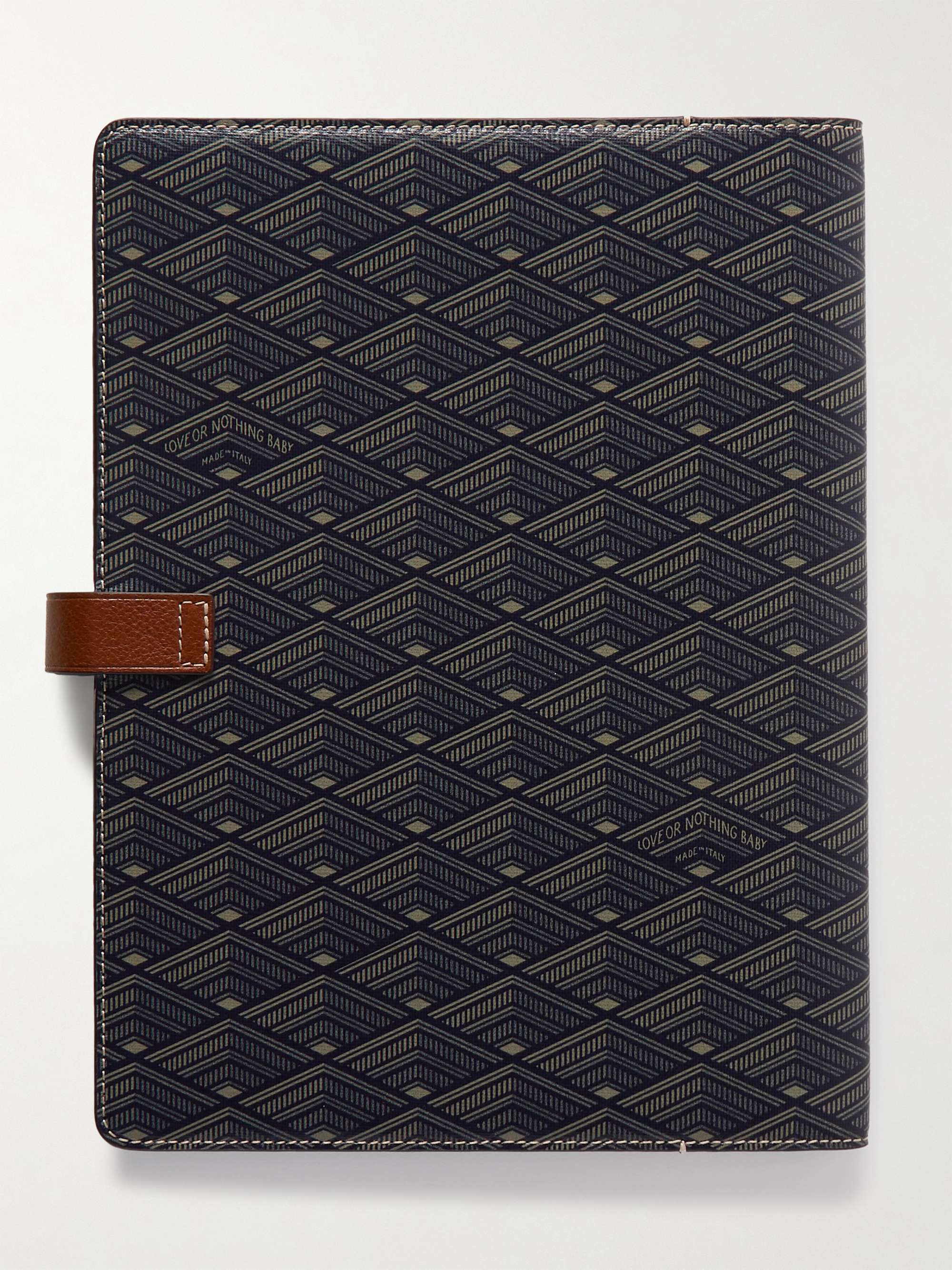 MÉTIER Leather-Trimmed Printed Canvas Notebook