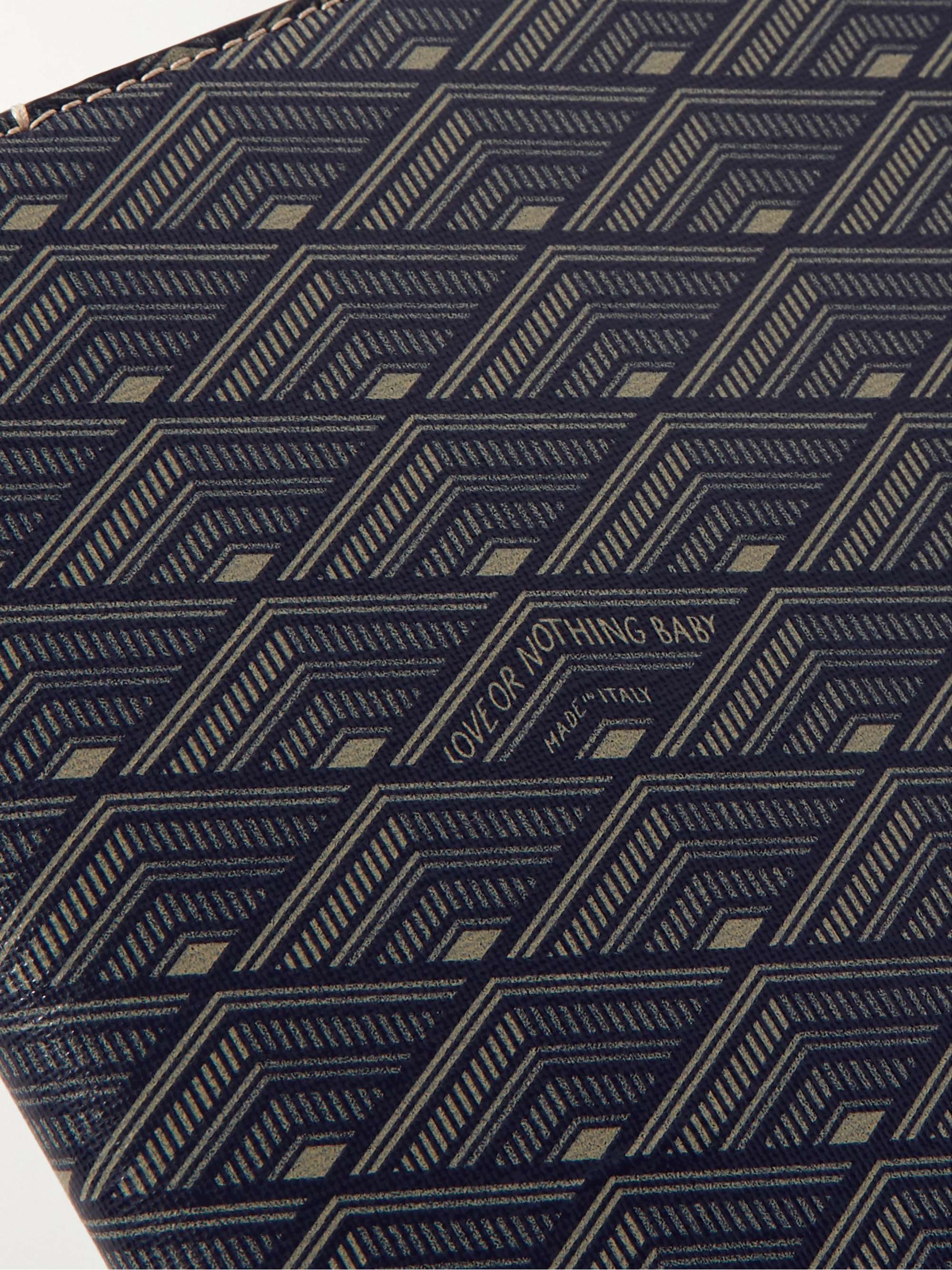 MÉTIER Leather-Trimmed Printed Canvas Notebook