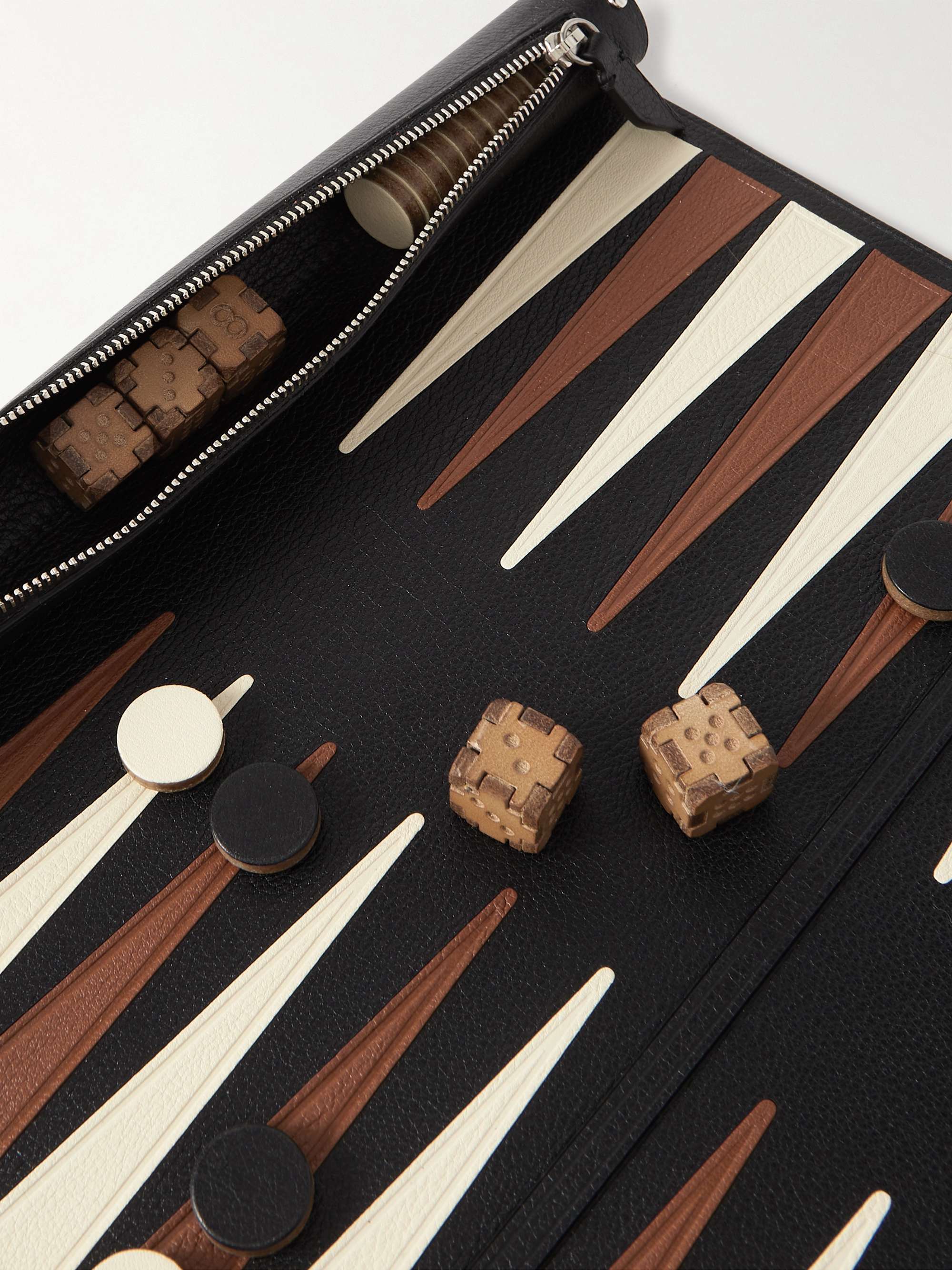 BUCCELLATI Icona Cross-Grain Leather Backgammon Set for Men | MR