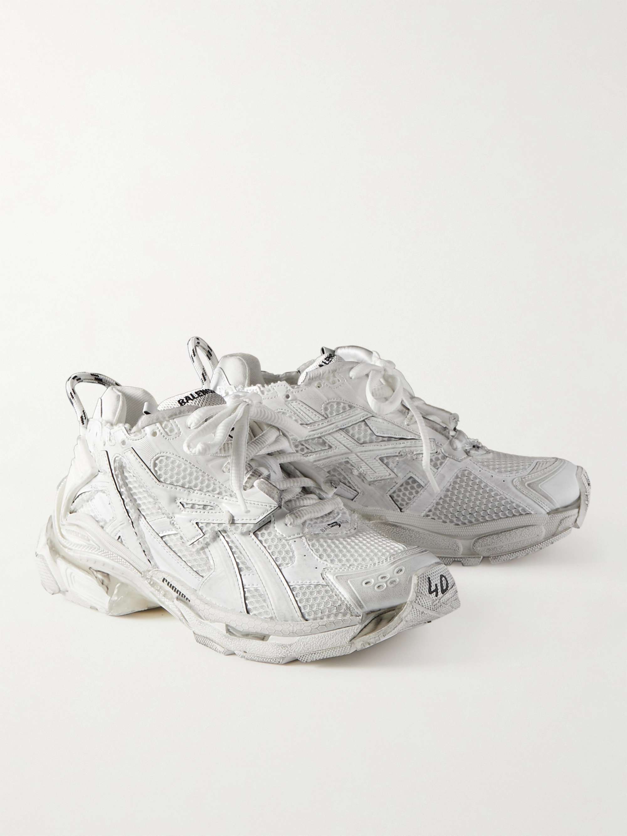 Balenciaga CreamWhite Leather and Fabric Race Runner Sneakers Size 37  Balenciaga  TLC