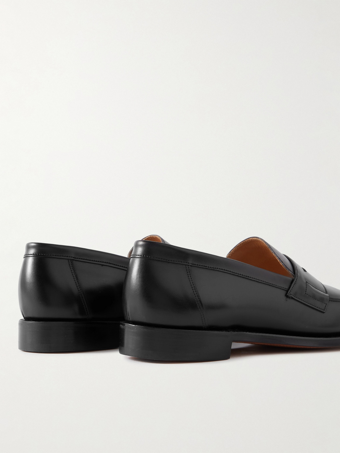 Shop Grenson Epsom Leather Penny Loafers In Black