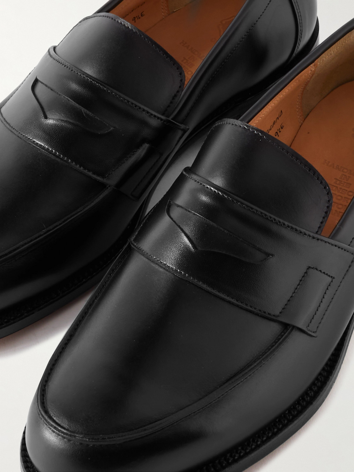 Shop Grenson Epsom Leather Penny Loafers In Black