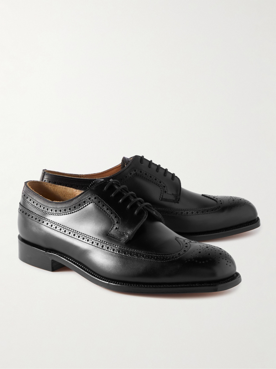 Shop Grenson Canterbury Leather Wingtip Brogues In Black