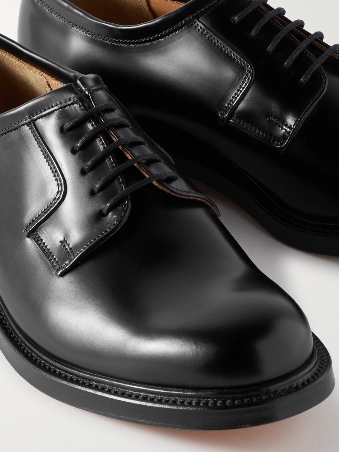 Shop Grenson Camden Leather Derby Shoes In Black