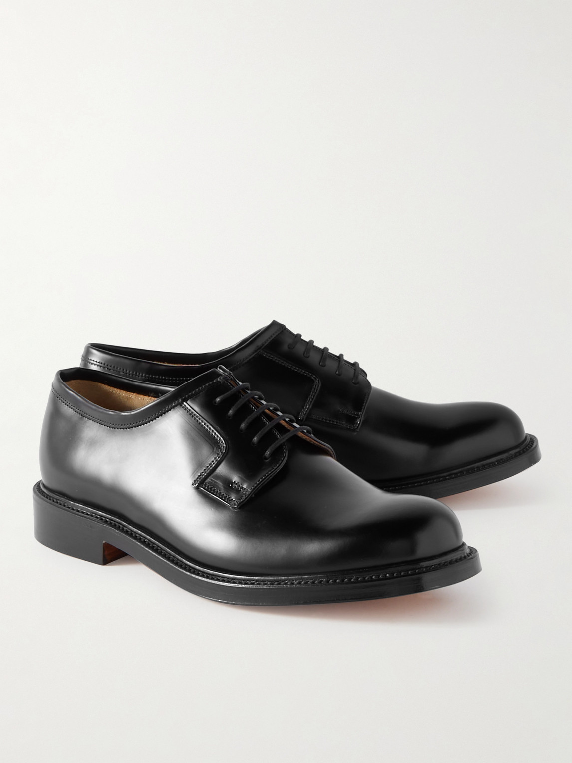 Shop Grenson Camden Leather Derby Shoes In Black