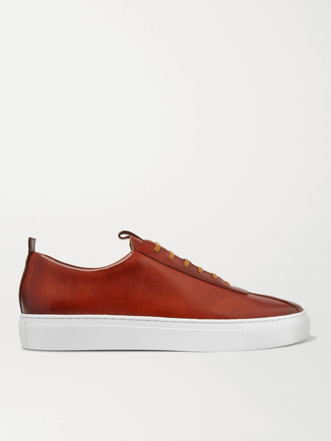 Grenson Hand-painted Leather Sneakers In Brown