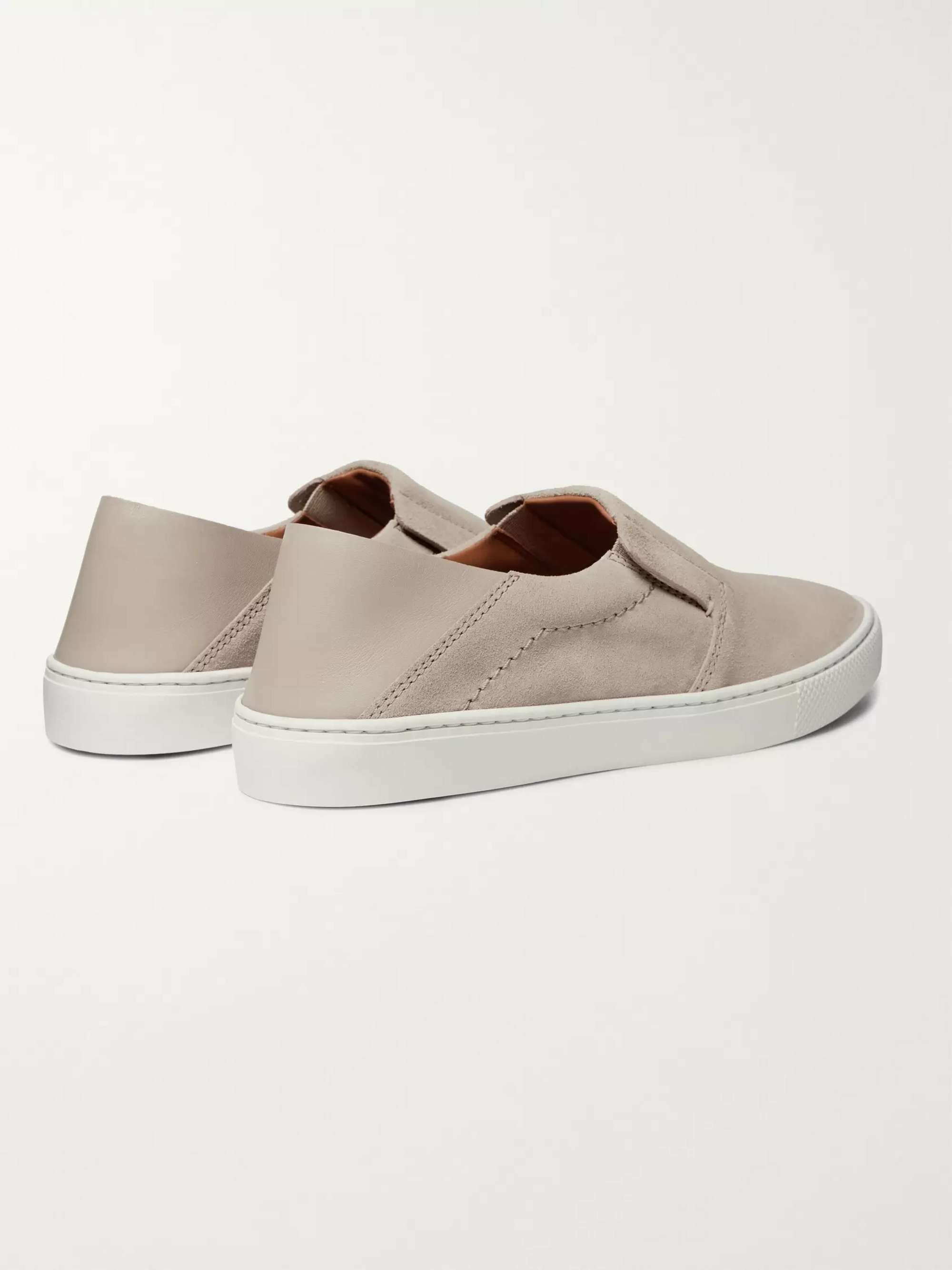 ZEGNA Luigi Collapsible-Heel Suede and Leather Slip-On Sneakers