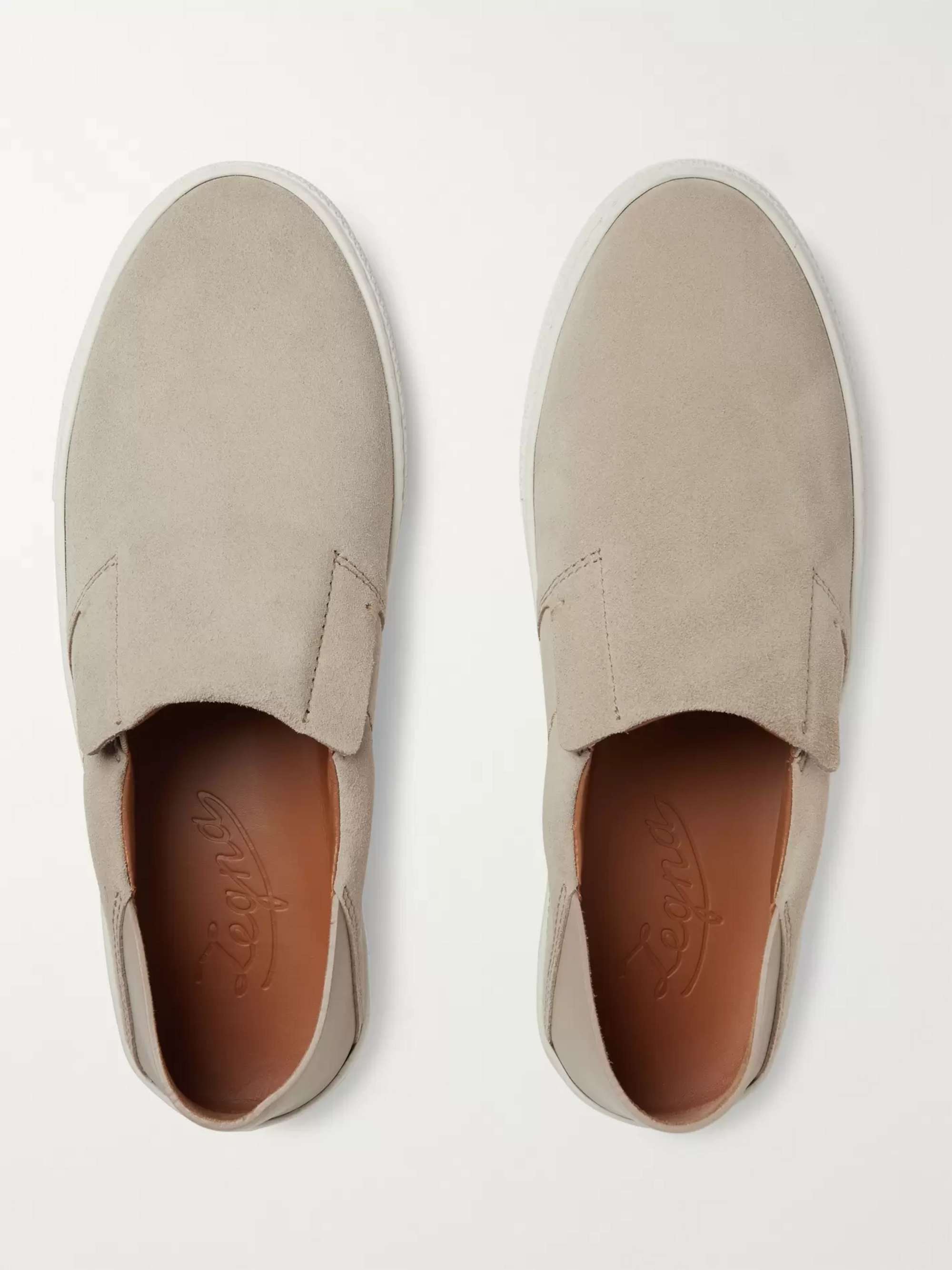 ZEGNA Luigi Collapsible-Heel Suede and Leather Slip-On Sneakers