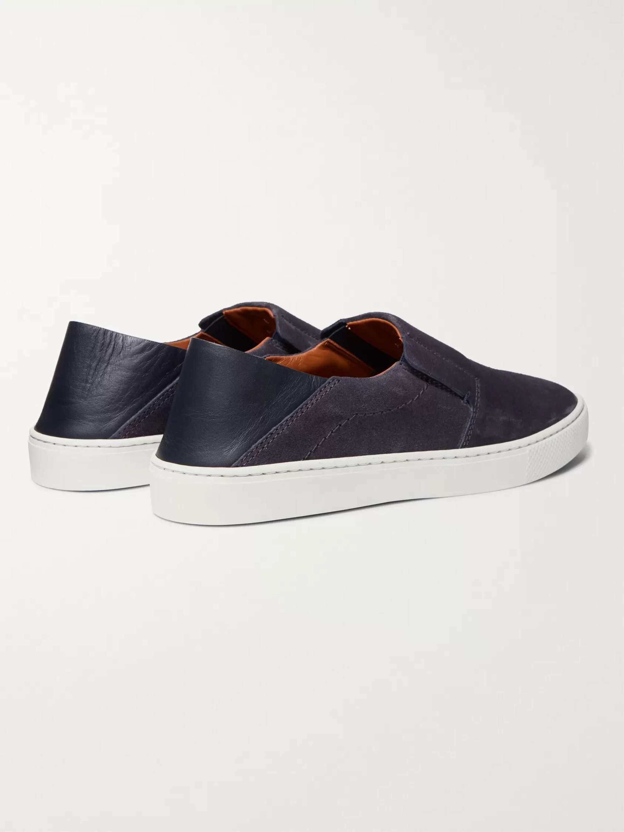ZEGNA Luigi Collapsible-Heel Suede and Leather Slip-On Sneakers