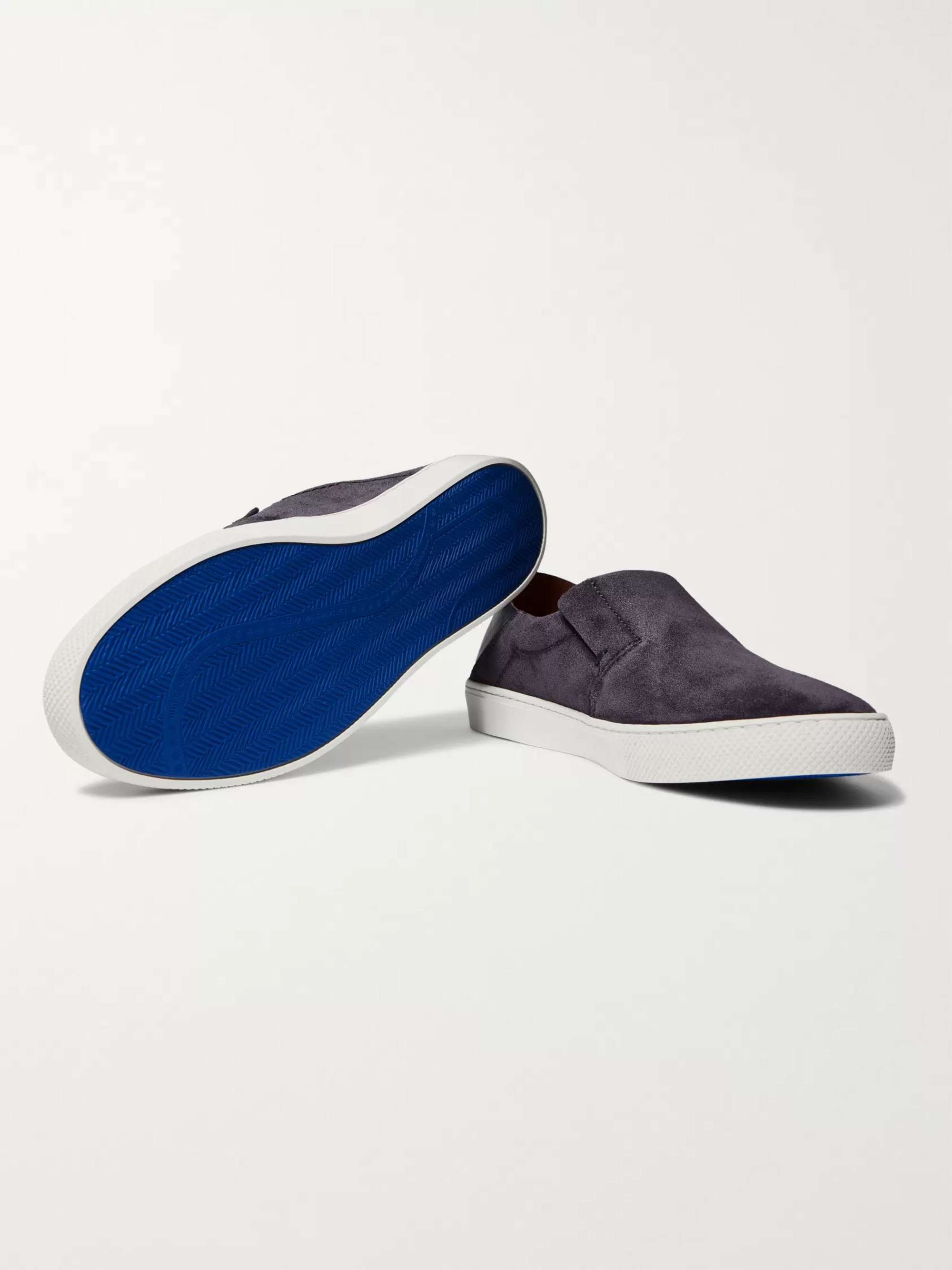 ZEGNA Luigi Collapsible-Heel Suede and Leather Slip-On Sneakers