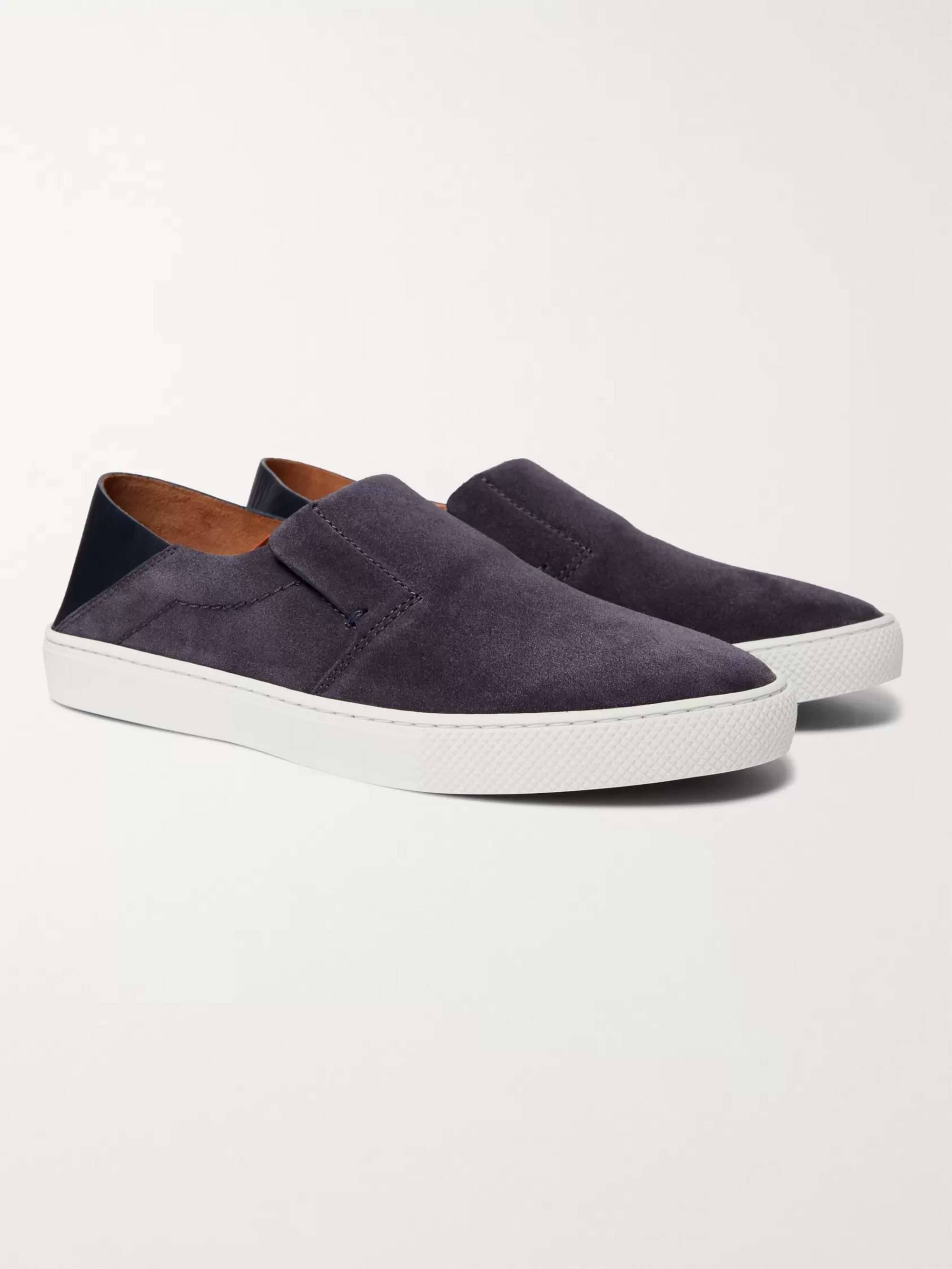 ZEGNA Luigi Collapsible-Heel Suede and Leather Slip-On Sneakers
