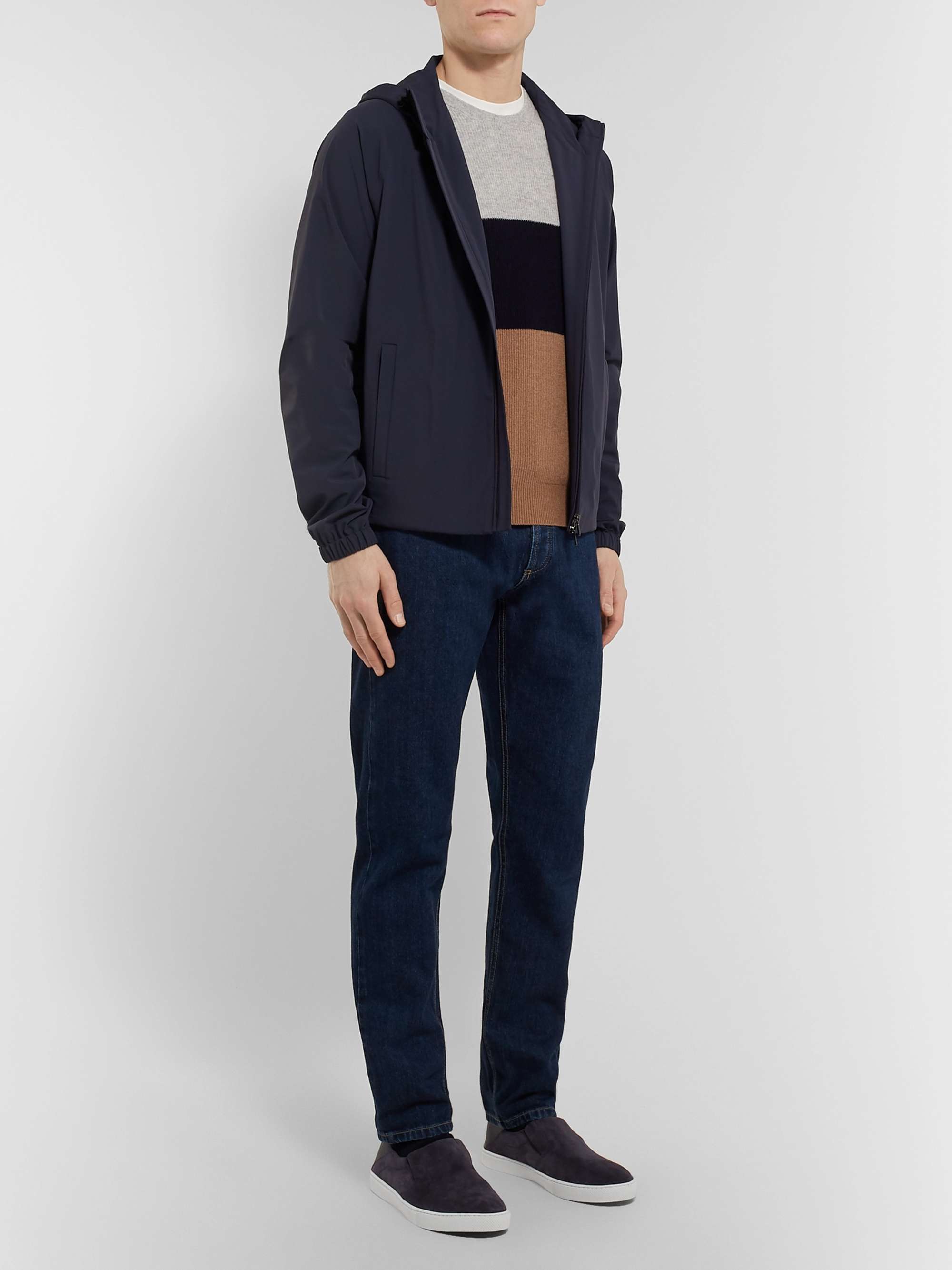 ZEGNA Luigi Collapsible-Heel Suede and Leather Slip-On Sneakers