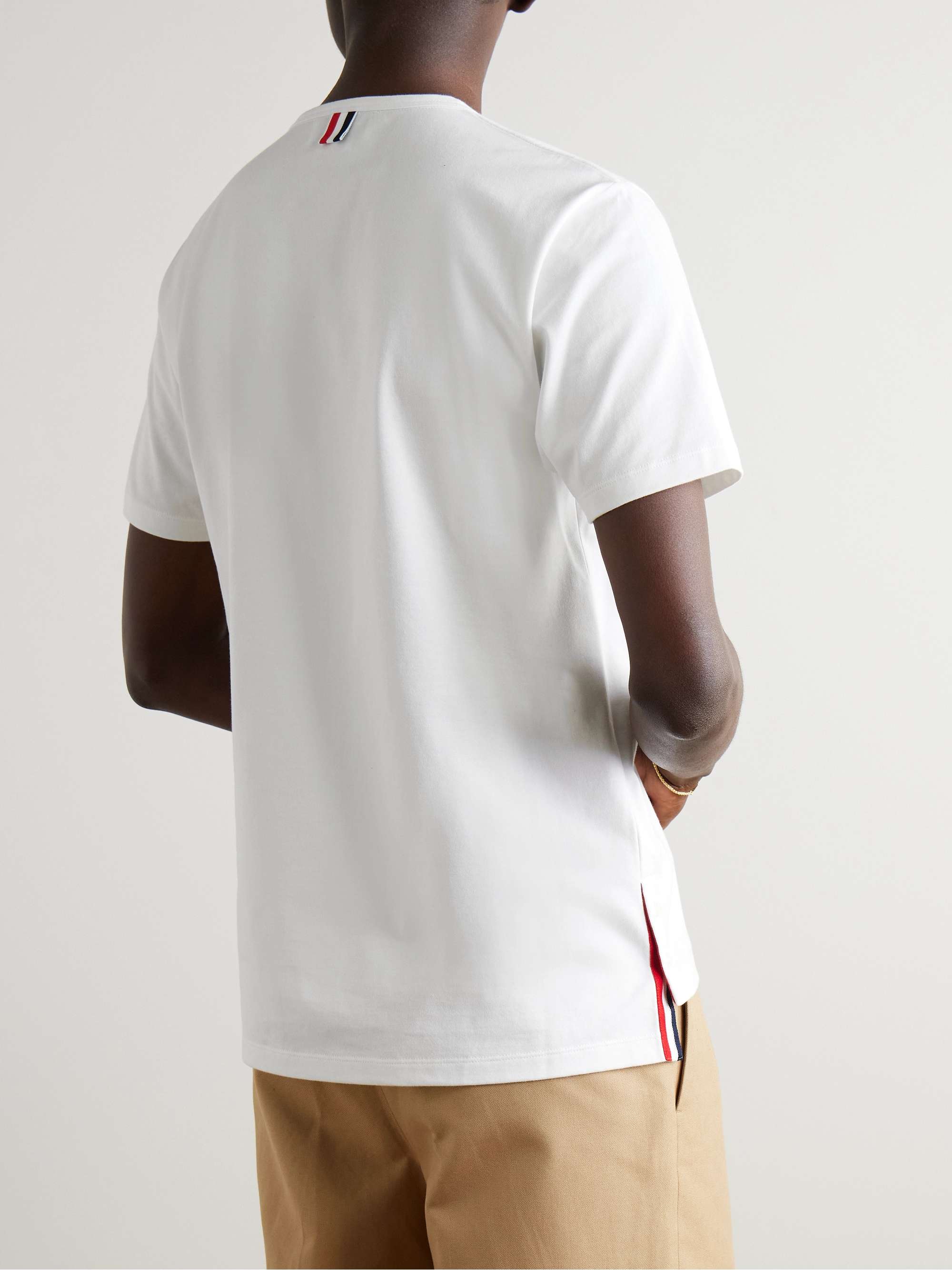 THOM BROWNE Slim-Fit Grosgrain-Trimmed Cotton-Jersey T-Shirt