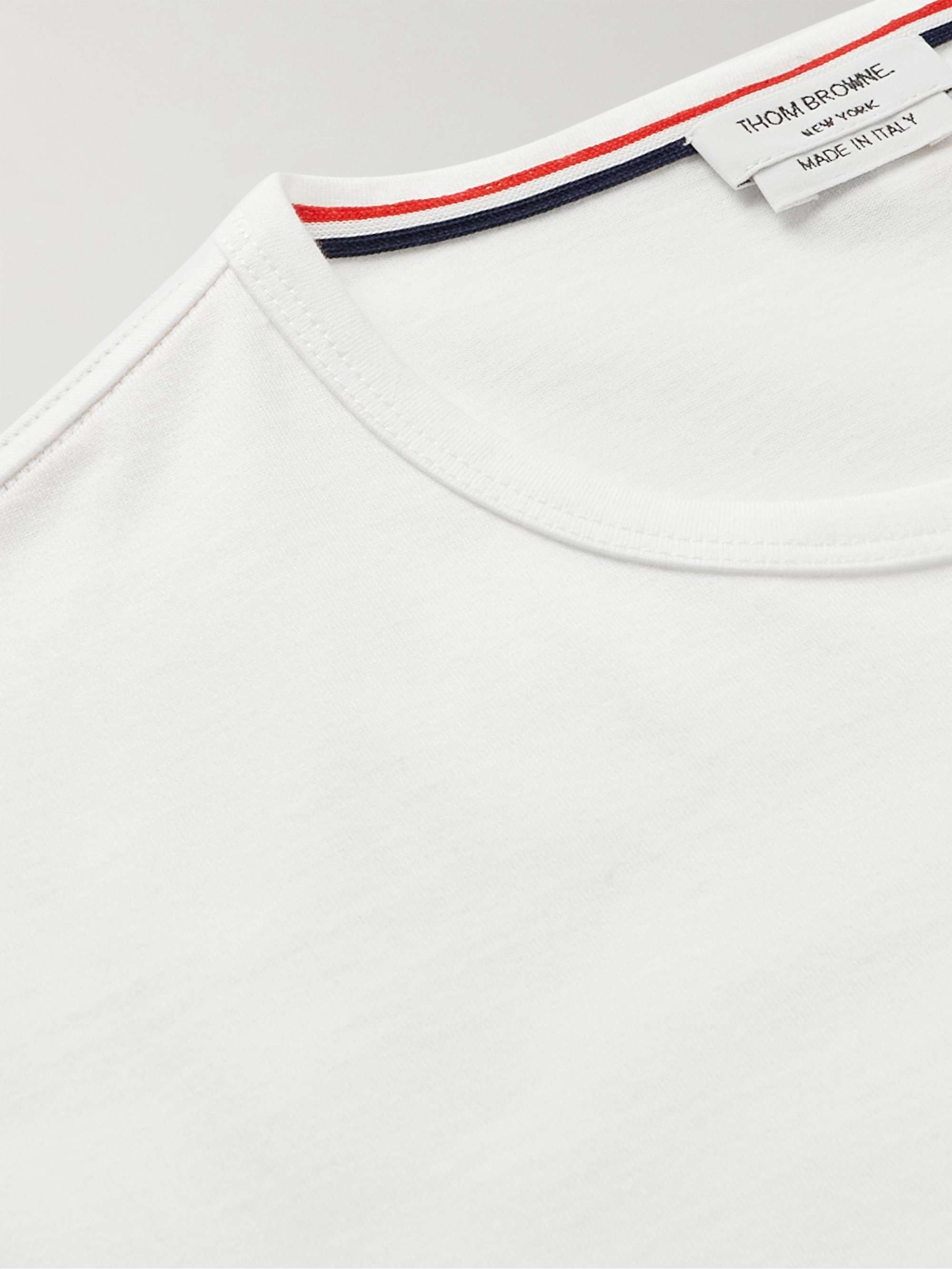 THOM BROWNE Slim-Fit Grosgrain-Trimmed Cotton-Jersey T-Shirt
