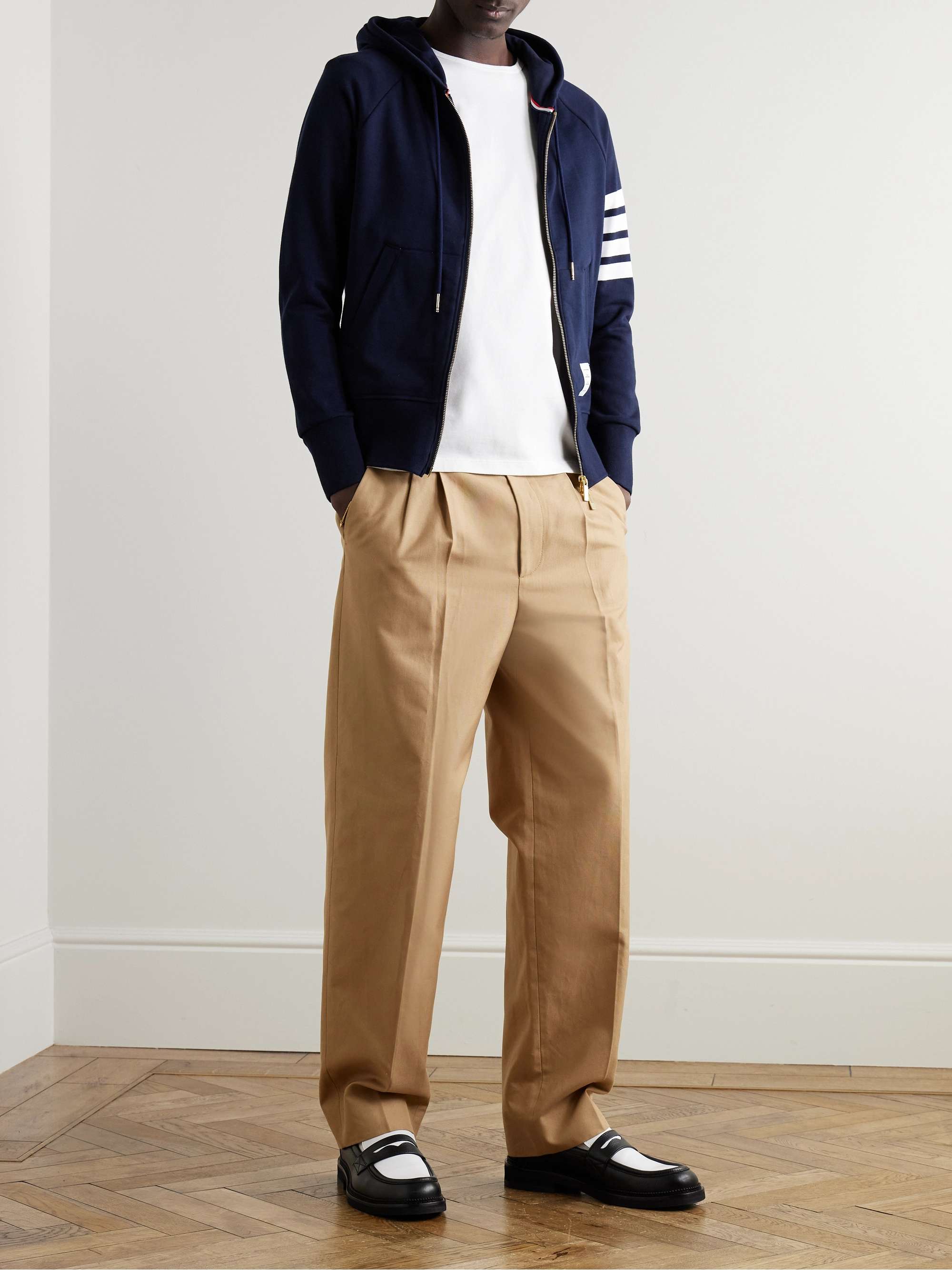 THOM BROWNE Slim-Fit Grosgrain-Trimmed Cotton-Jersey T-Shirt