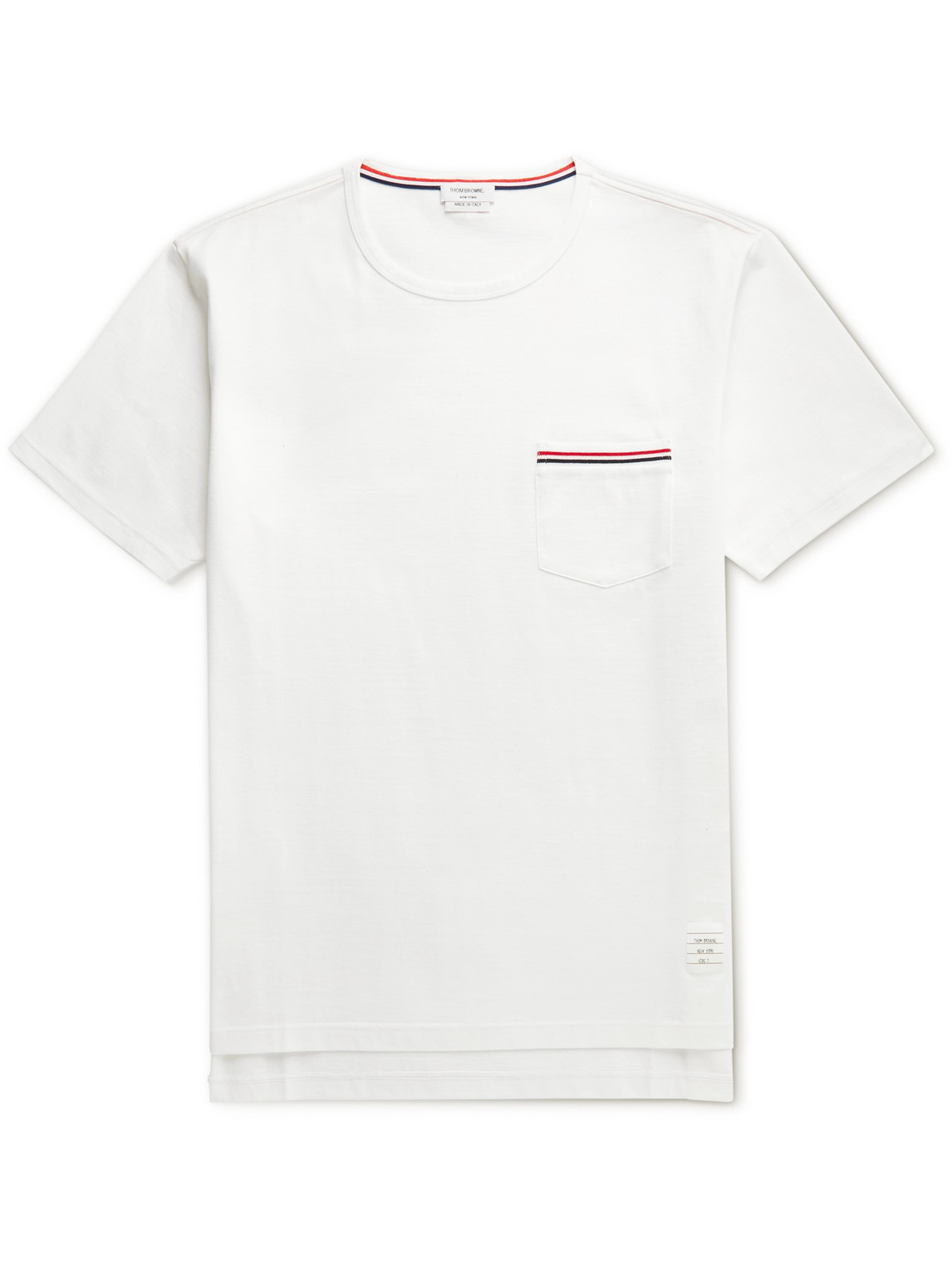 Thom Browne Slim-fit Grosgrain-trimmed Cotton-jersey T-shirt In White