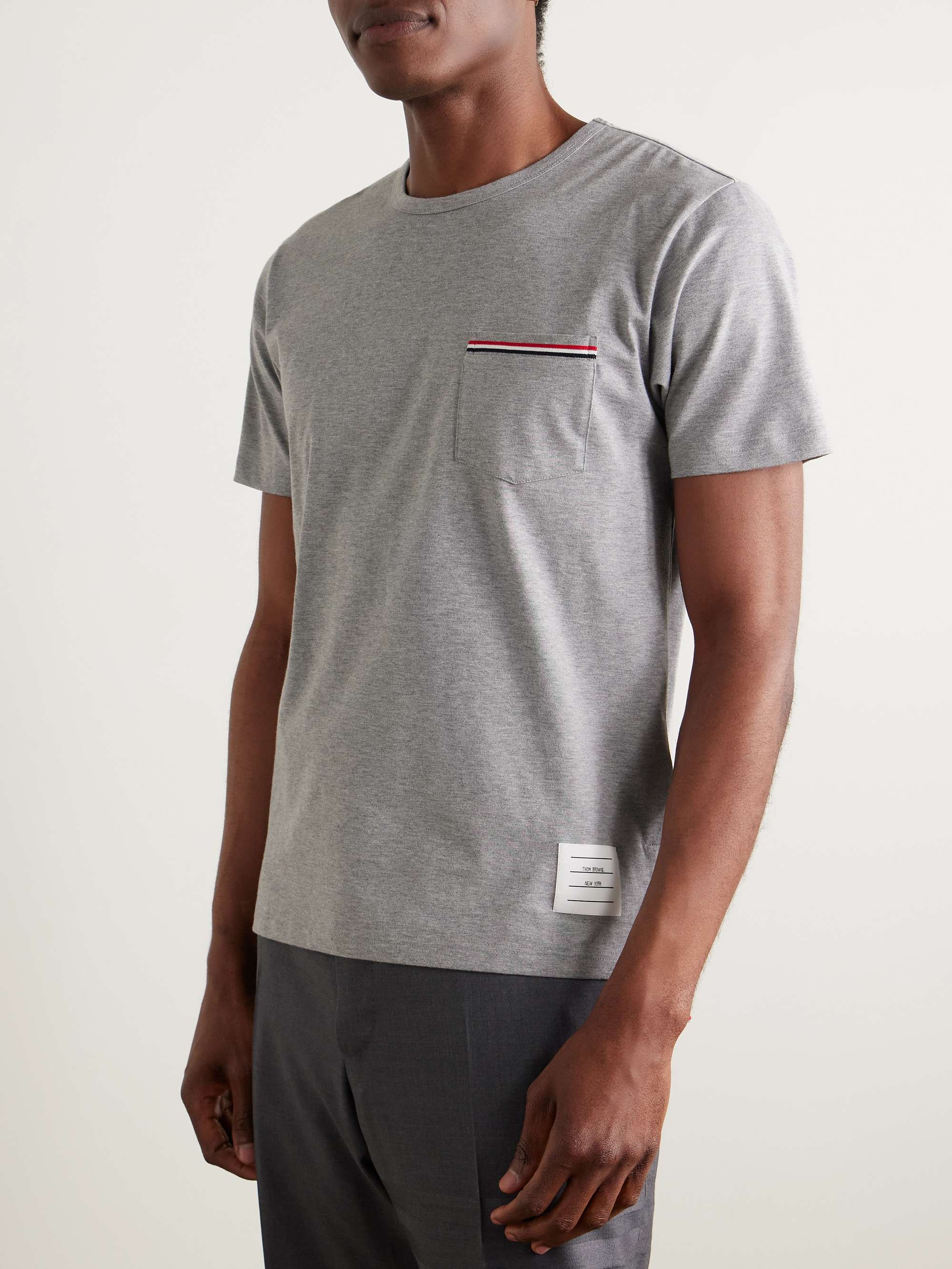 THOM BROWNE Slim-Fit Grosgrain-Trimmed Cotton-Jersey T-Shirt