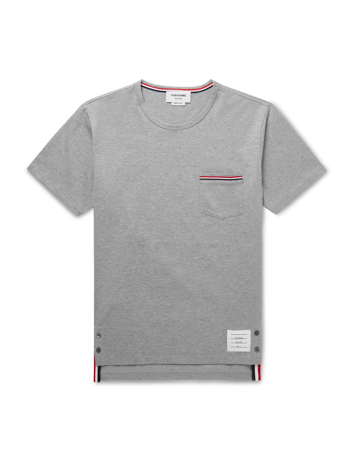 Thom Browne Slim-fit Grosgrain-trimmed Cotton-jersey T-shirt In Gray