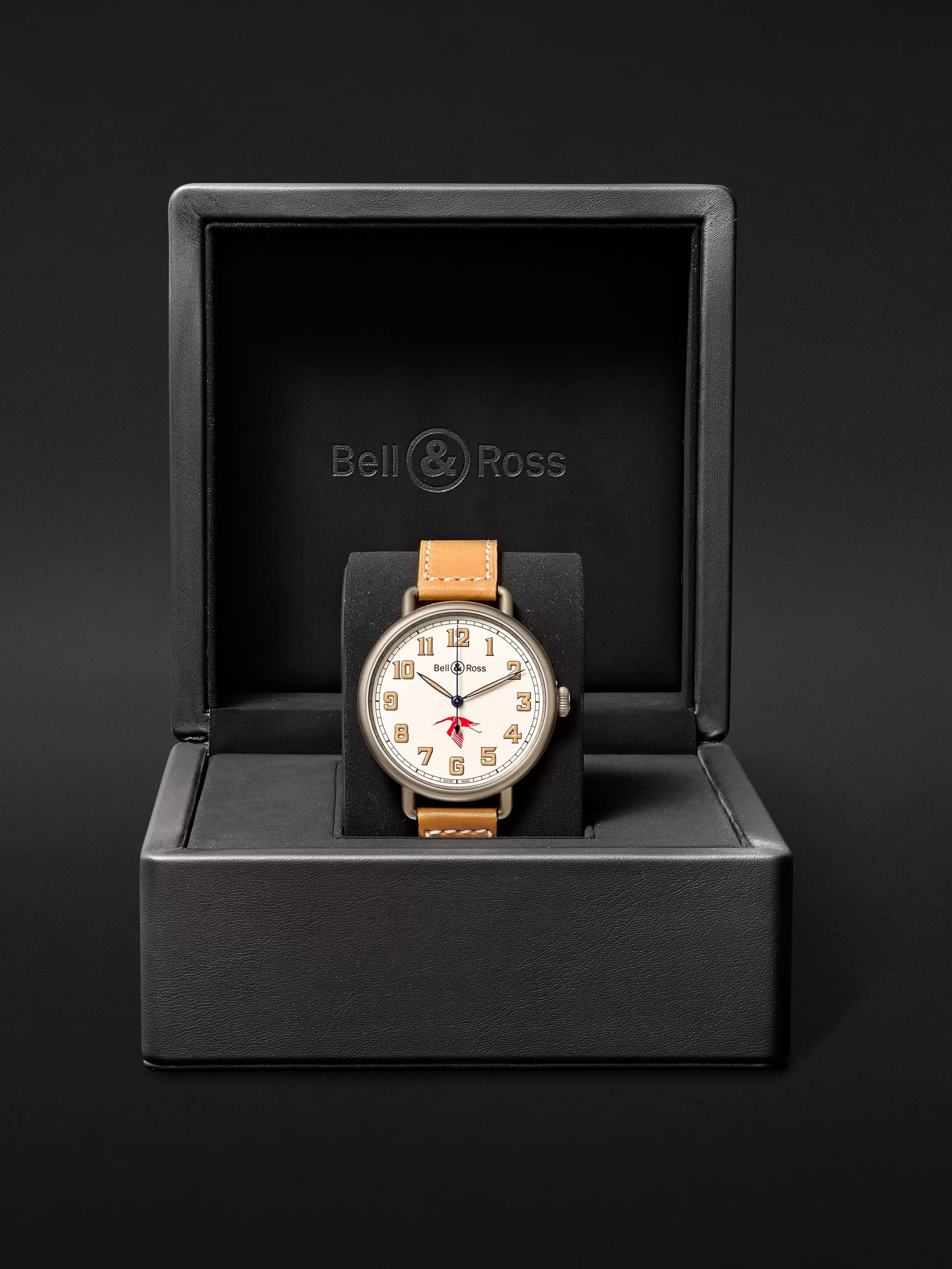 BELL & ROSS WW1-92 45mm Steel and Leather Watch, Ref. No. BRWW192-GUYNEMER