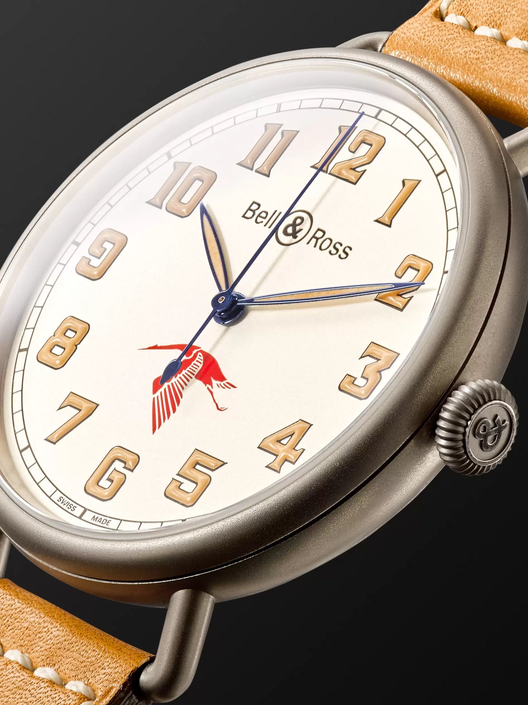BELL & ROSS WW1-92 45mm Steel and Leather Watch, Ref. No. BRWW192-GUYNEMER
