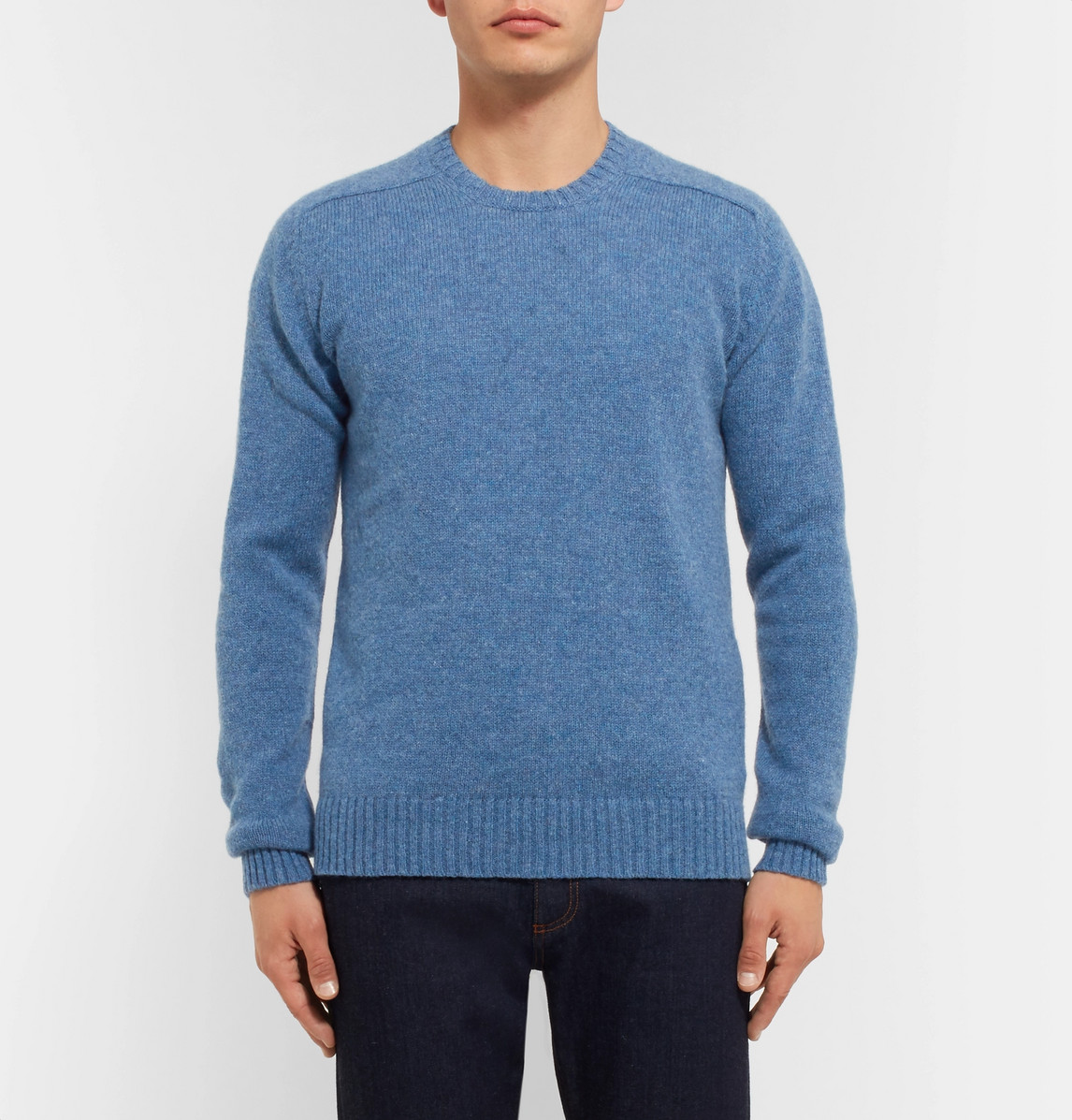 Shop Anderson & Sheppard Mélange Wool Sweater In Blue