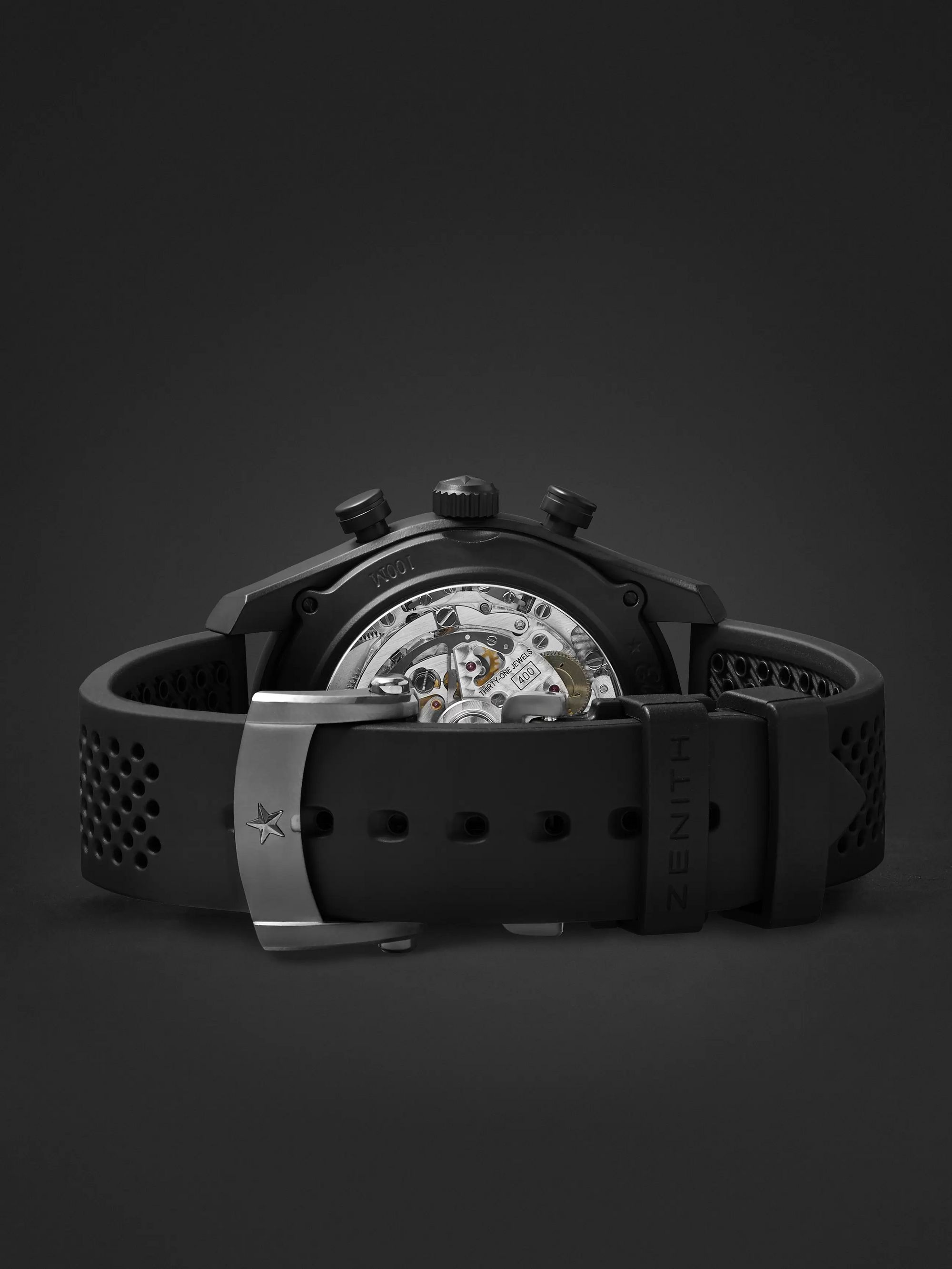 ZENITH El Primero Chronomaster 45mm Ceramicised Aluminium and Rubber Watch, Ref. No. 24.2041.400/21.R576