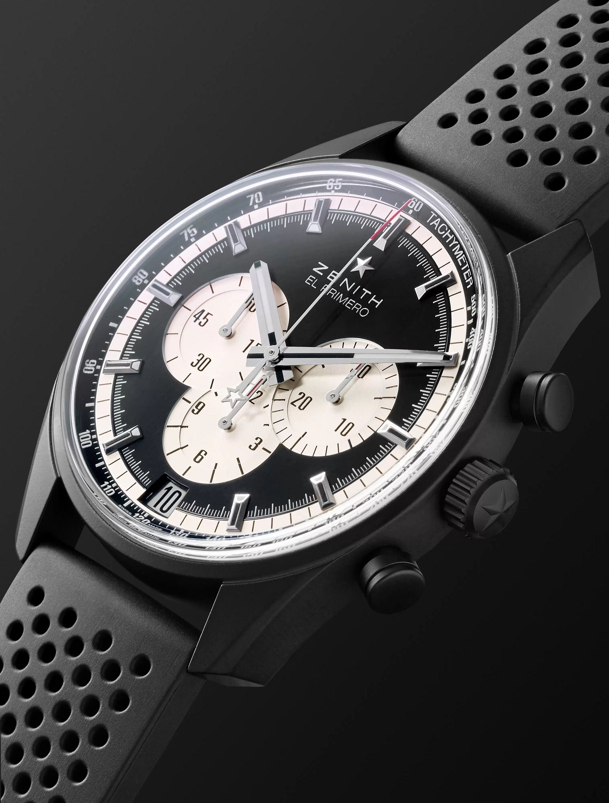 ZENITH El Primero Chronomaster 45mm Ceramicised Aluminium and Rubber Watch, Ref. No. 24.2041.400/21.R576