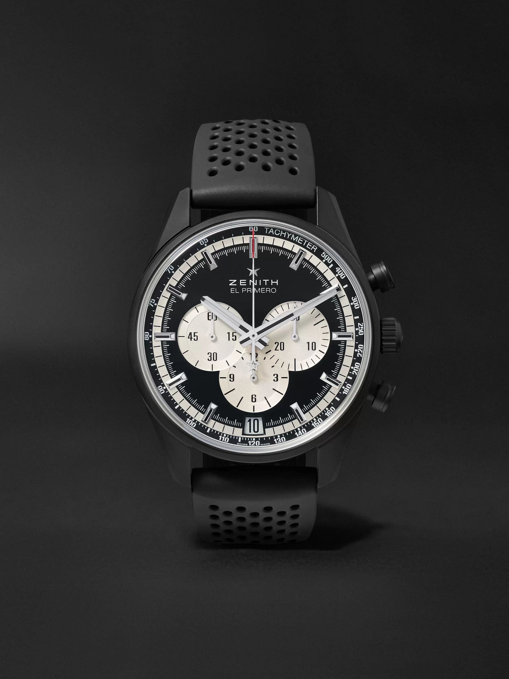 ZENITH El Primero Chronomaster 45mm Ceramicised Aluminium and Rubber Watch, Ref. No. 24.2041.400/21.R576