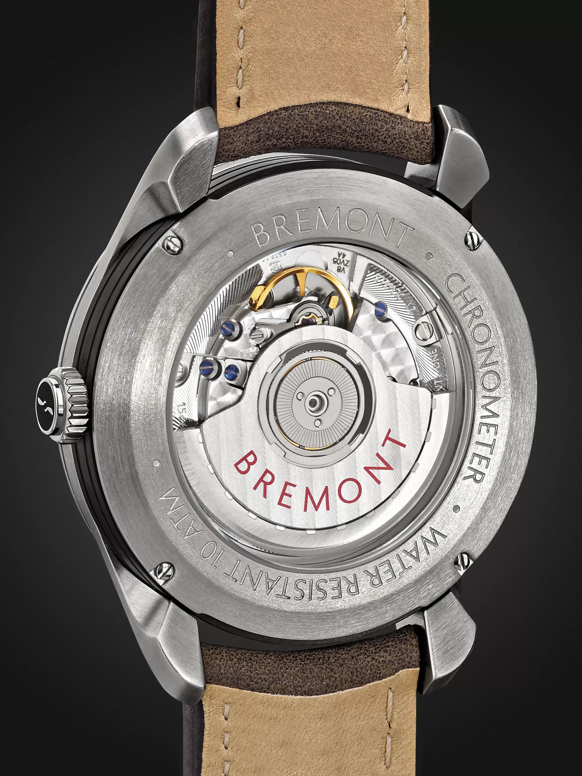 BREMONT Airco Mach 1 Black Automatic 40mm Stainless Steel and Leather Watch, Ref. AIRCO-M1-BK-R-S