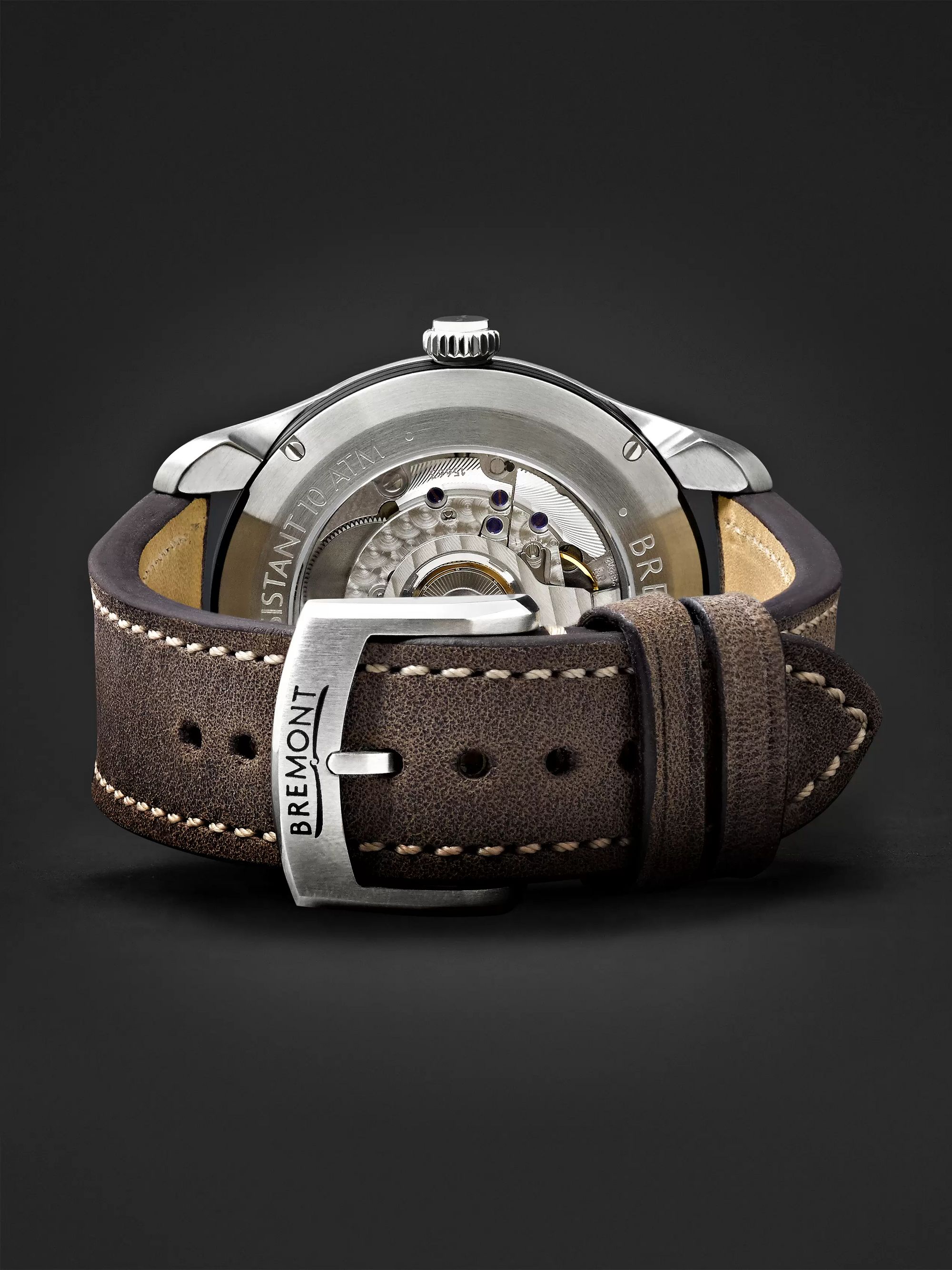 BREMONT Airco Mach 1 Black Automatic 40mm Stainless Steel and Leather Watch, Ref. AIRCO-M1-BK-R-S